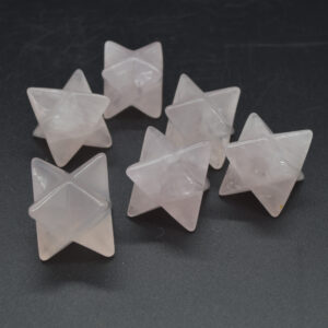 Rose Quartz Gemstone Crystal Merkaba Carved Star - 2.5cm - 1 Count