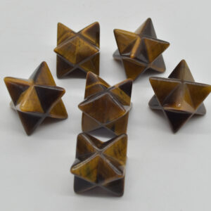Tiger Eye Gemstone Crystal Merkaba Carved Star - 2.5cm - 1 Count
