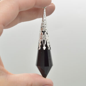 Black Obsidian Faceted Crystal Pendulum - 1 Count - 7cm