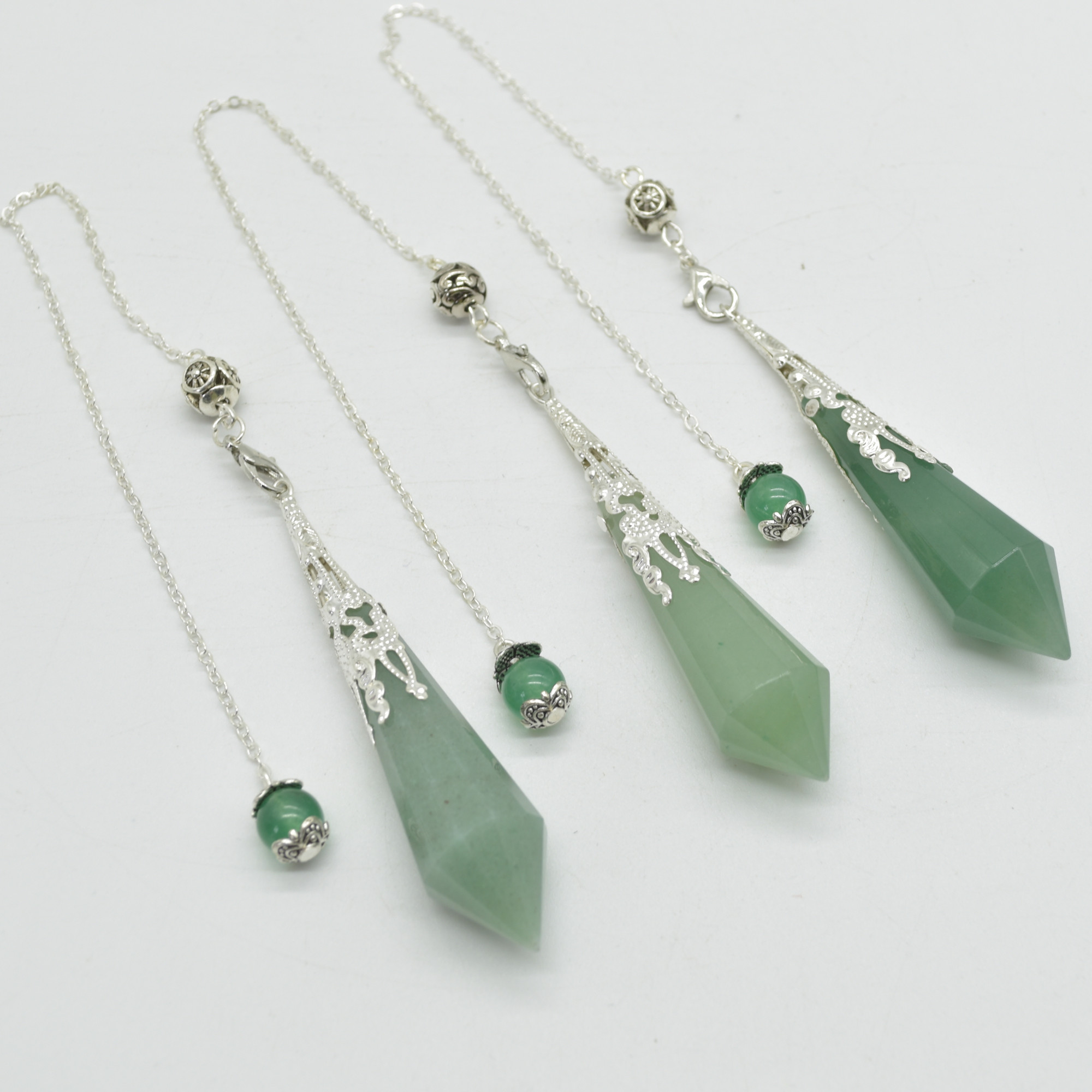 Green Aventurine Faceted Crystal Pendulum - 1 Count - 7cm - Image 2