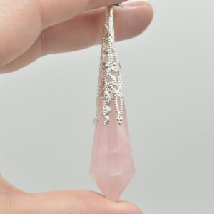 Rose Quartz Faceted Crystal Pendulum - 1 Count - 7cm