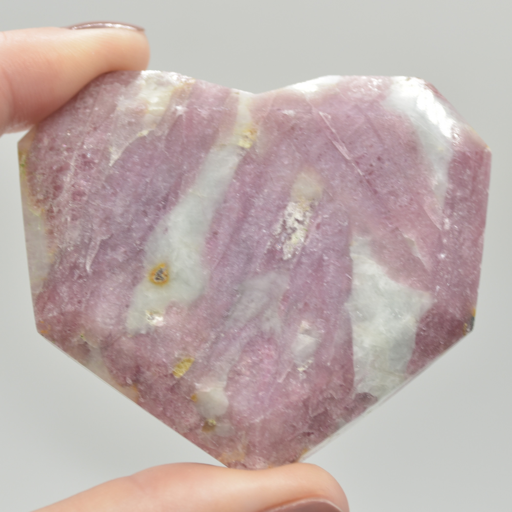 Pink Tourmaline Gemstone Faceted Heart - 6cm #01