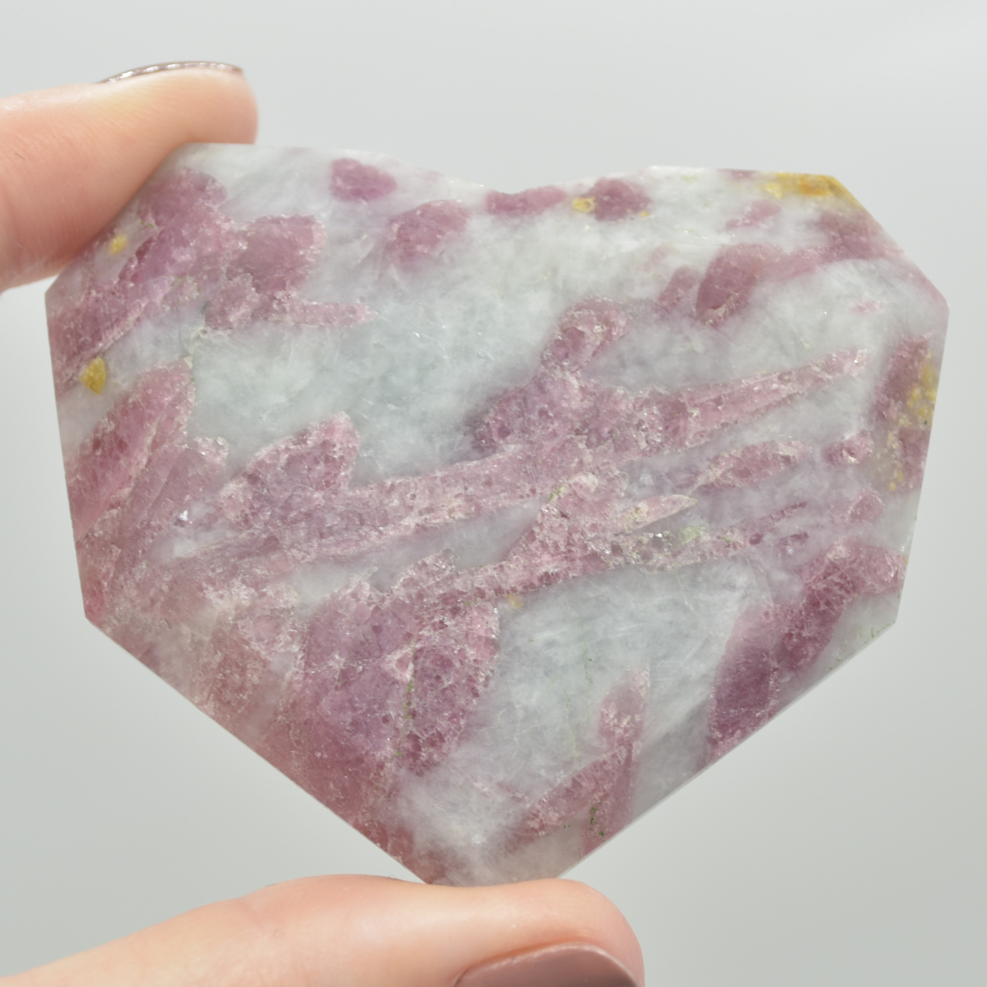 Pink Tourmaline Gemstone Faceted Heart - 6.5cm #04