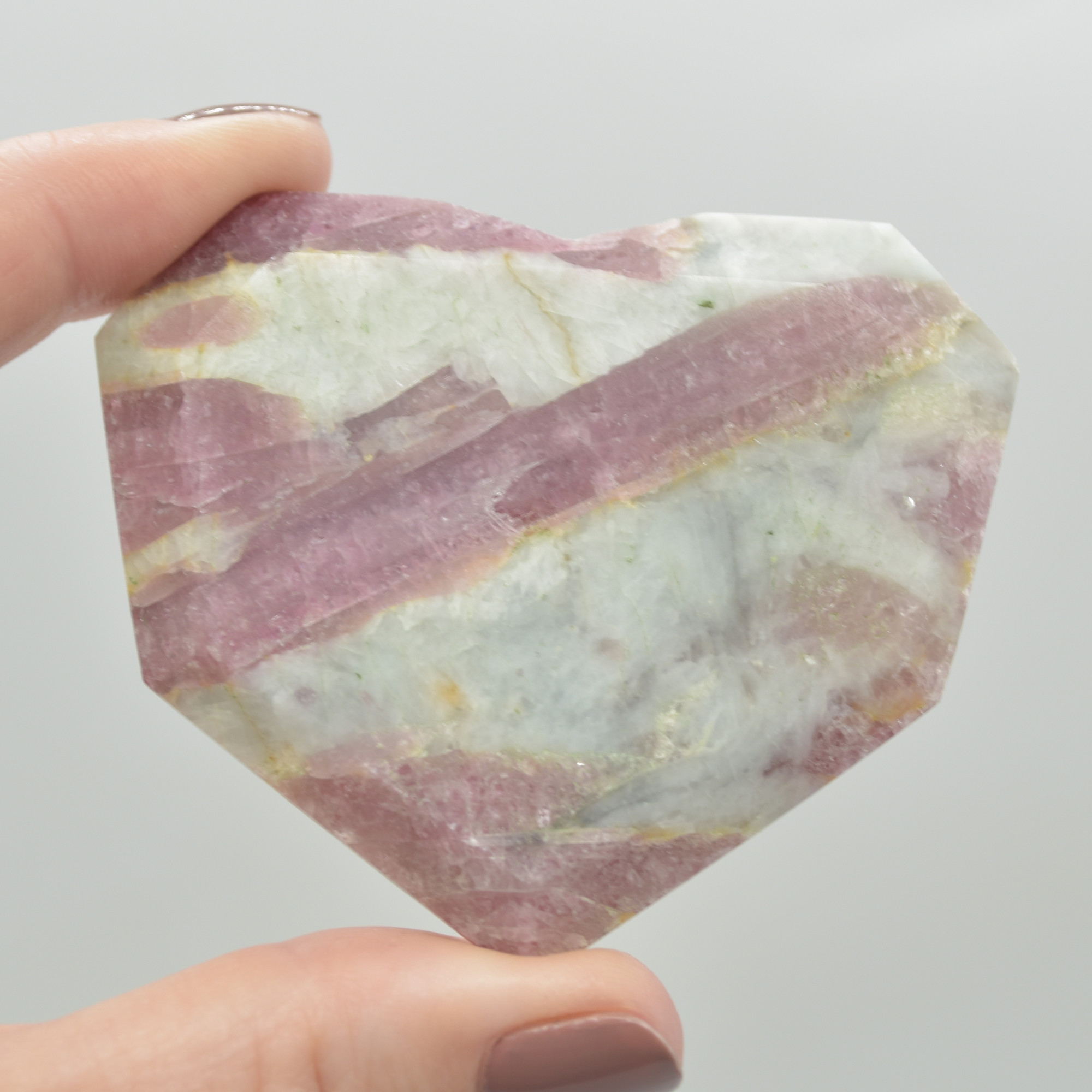 Pink Tourmaline Gemstone Faceted Heart - 6.5cm #05