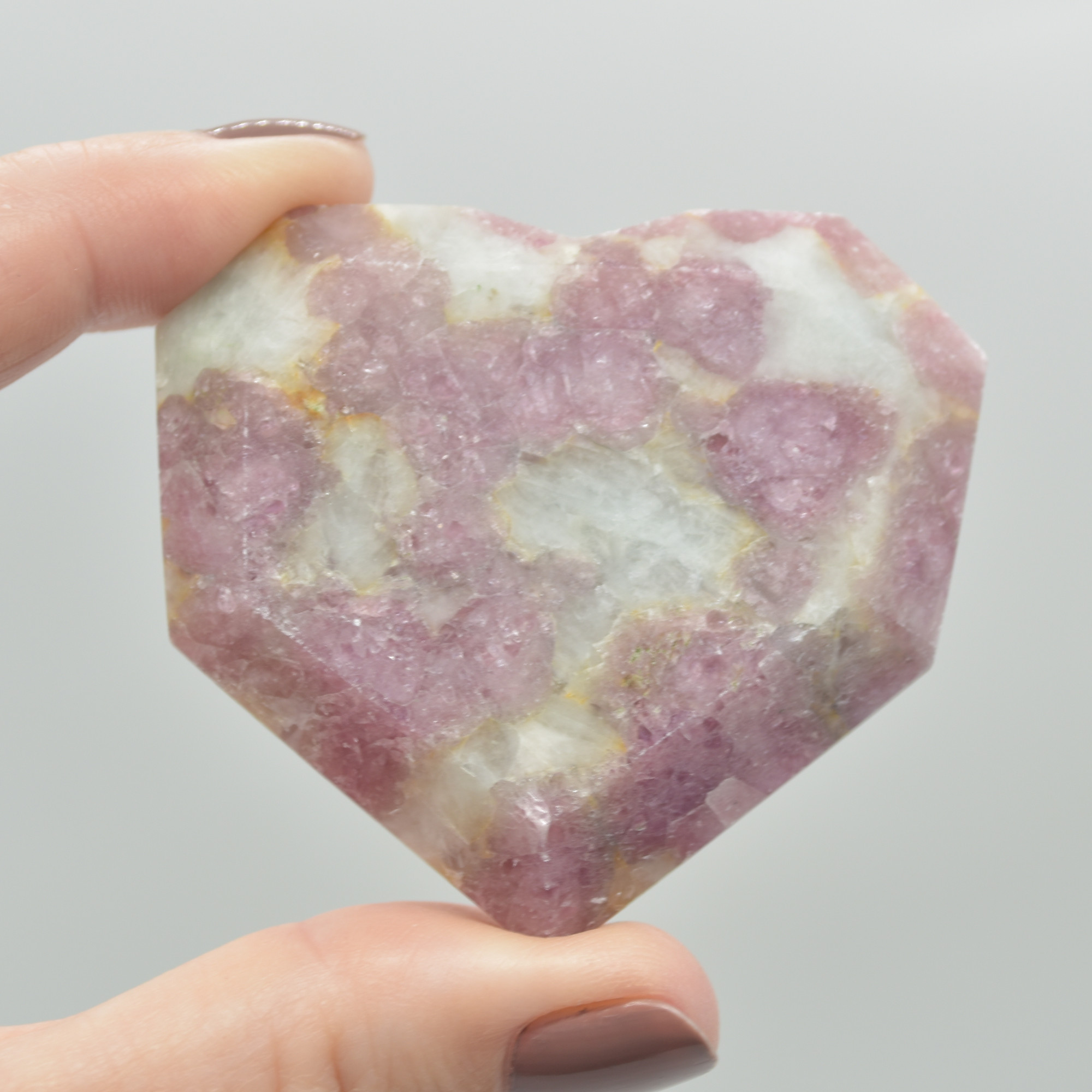Pink Tourmaline Gemstone Faceted Heart - 5.5cm #07