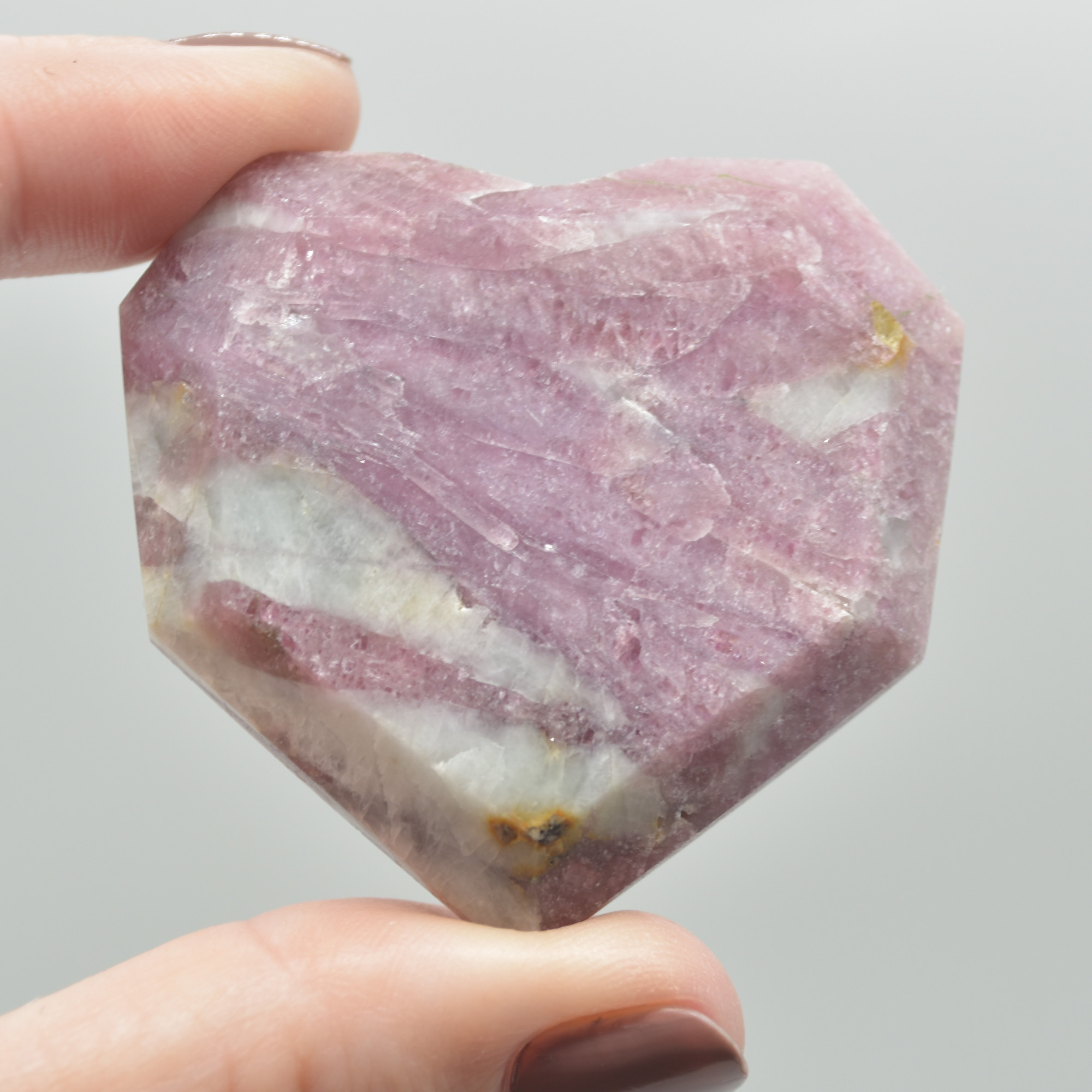 Pink Tourmaline Gemstone Faceted Heart - 5cm #08