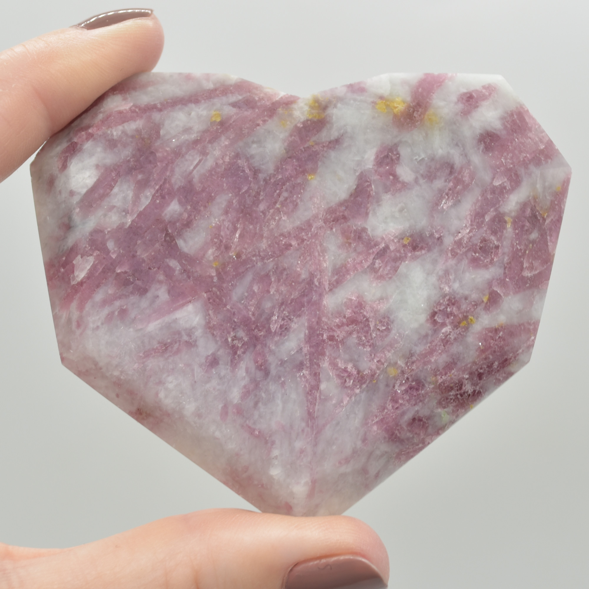 Pink Tourmaline Gemstone Faceted Heart - 7cm #10