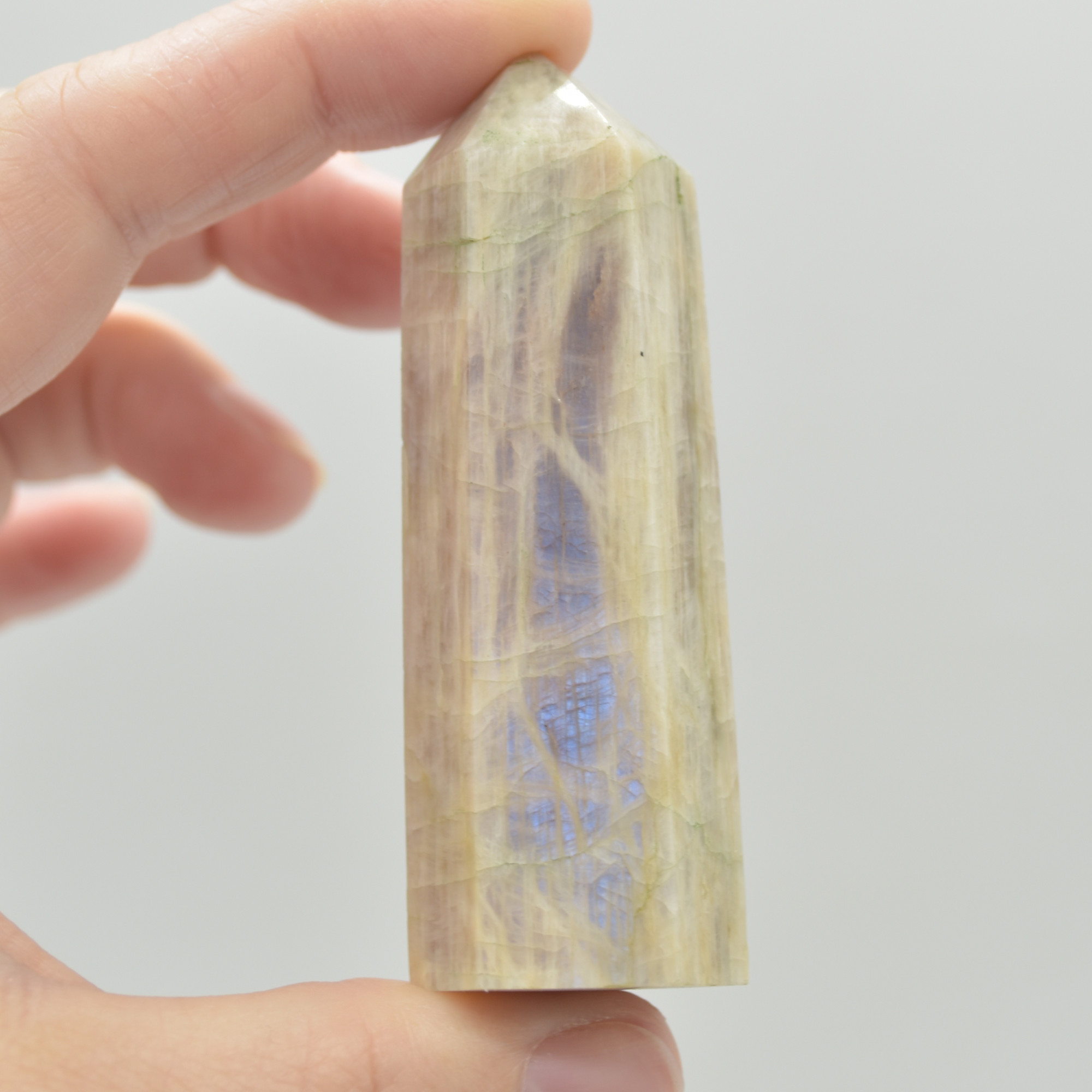 Rainbow Moonstone Point, Tower, Wand - 7cm - 8cm - 1 Count - Image 2