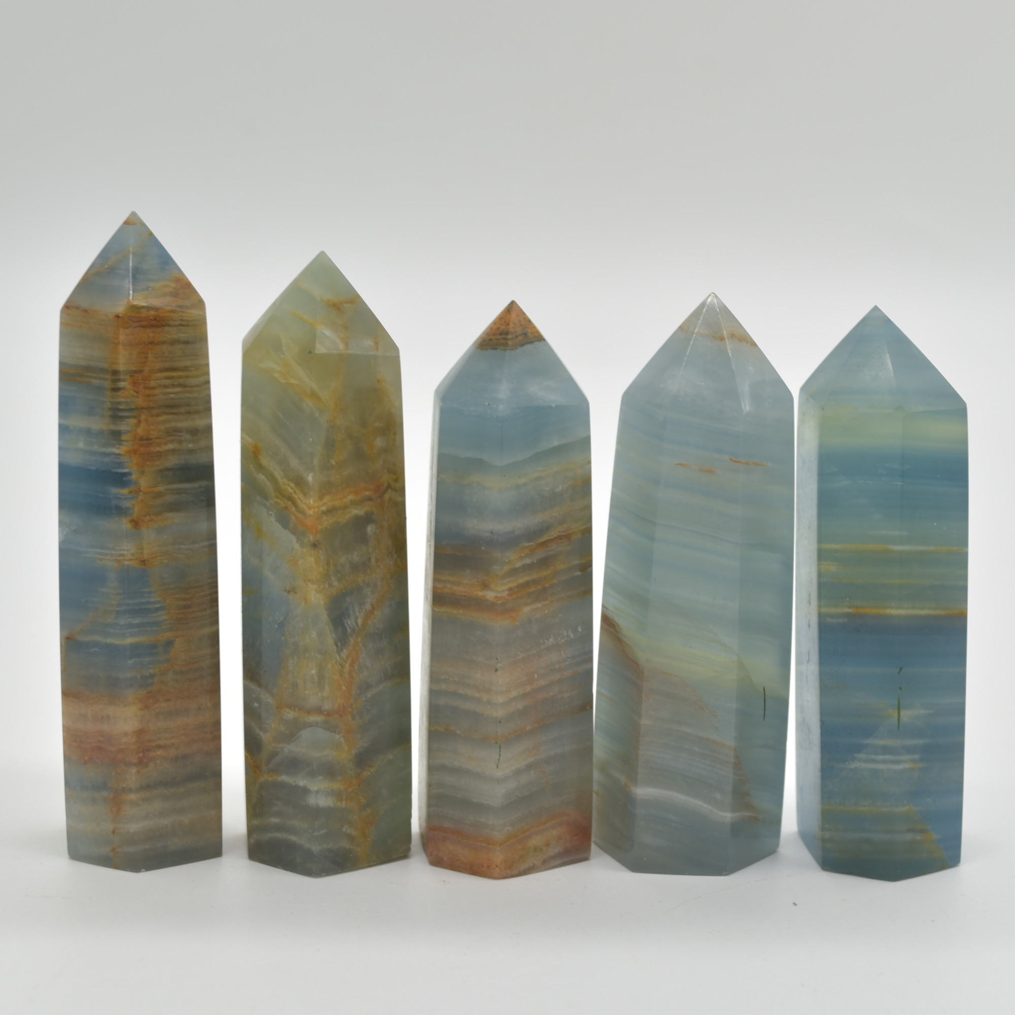 Blue Onyx Lemerian Aquatine Calcite Point, Tower, Wand - 70 - 80 grams - 1 Count