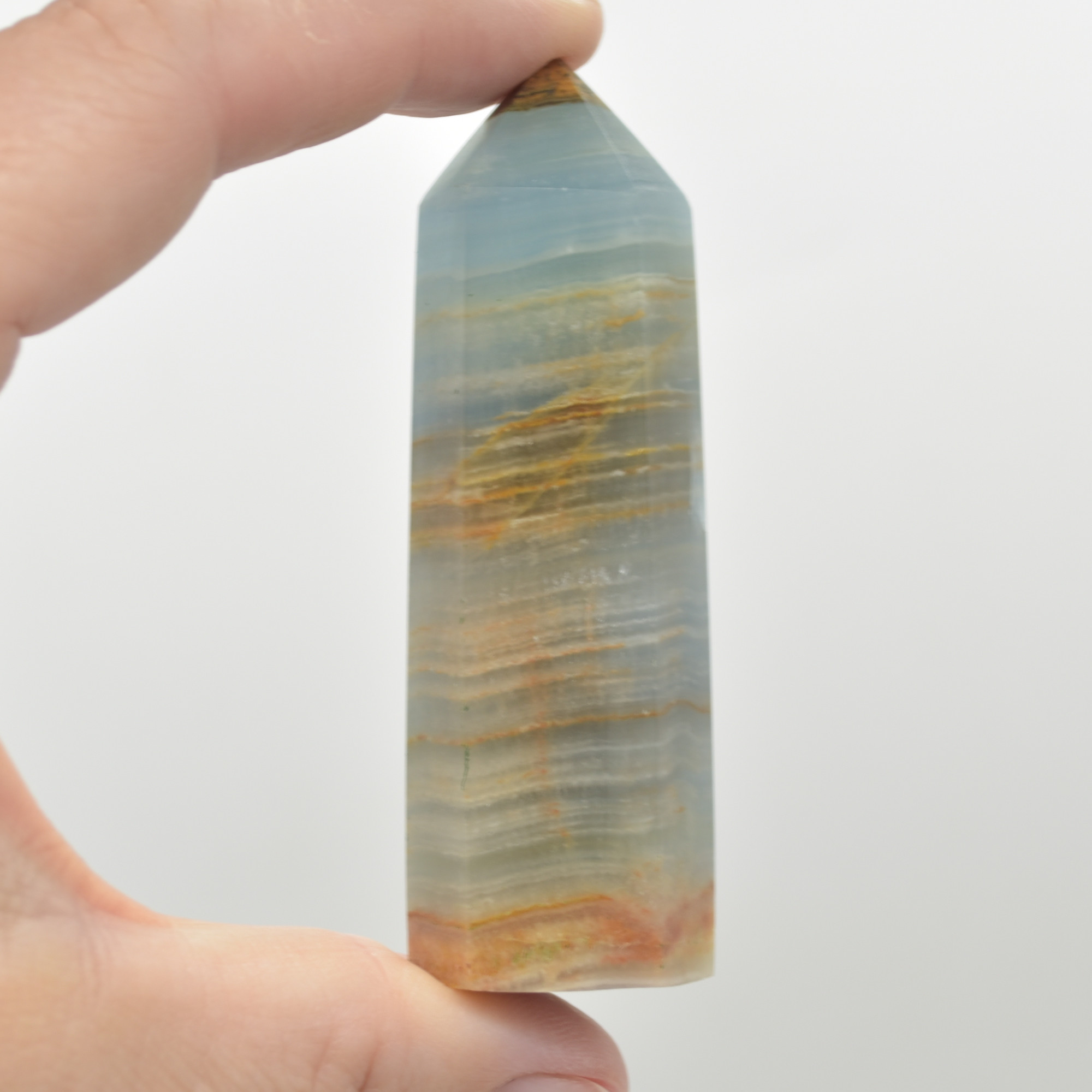 Blue Onyx Lemerian Aquatine Calcite Point, Tower, Wand - 70 - 80 grams - 1 Count - Image 2