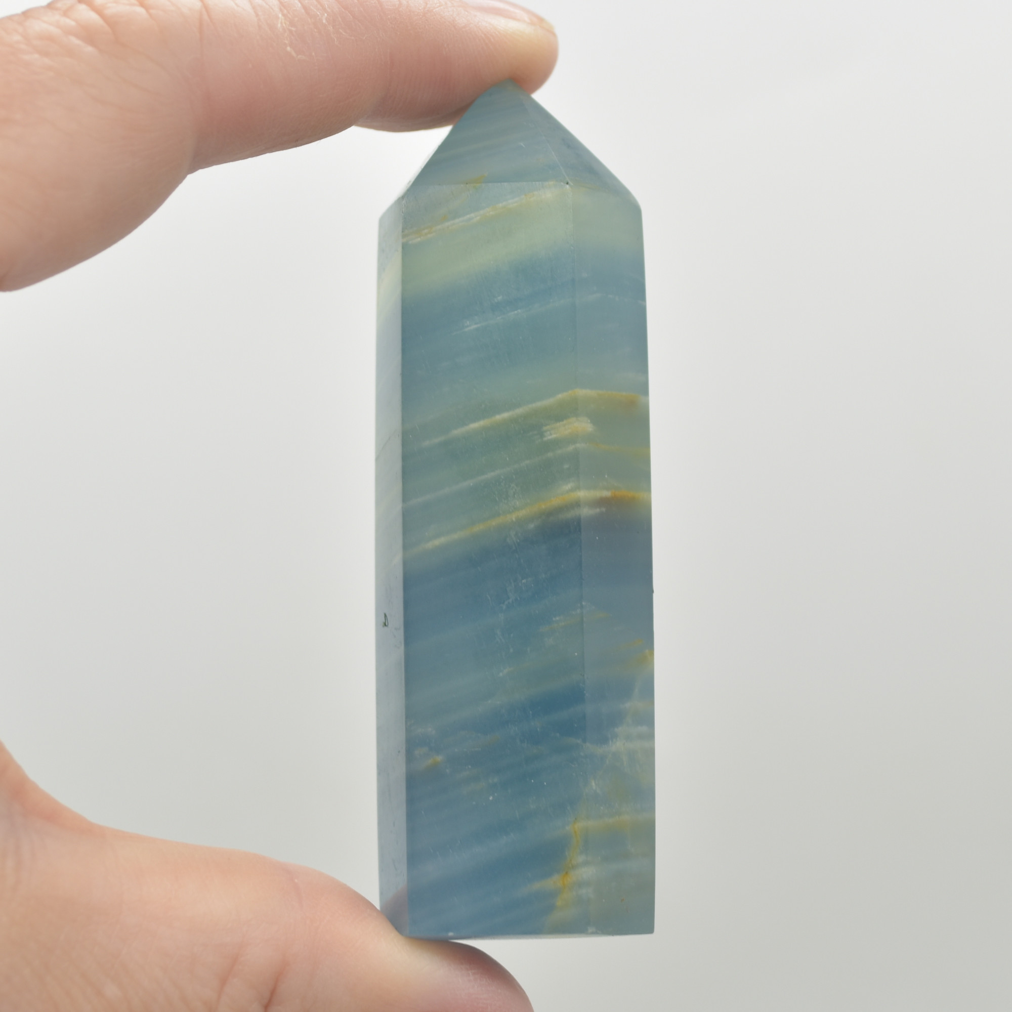 Blue Onyx Lemerian Aquatine Calcite Point, Tower, Wand - 70 - 80 grams - 1 Count - Image 3