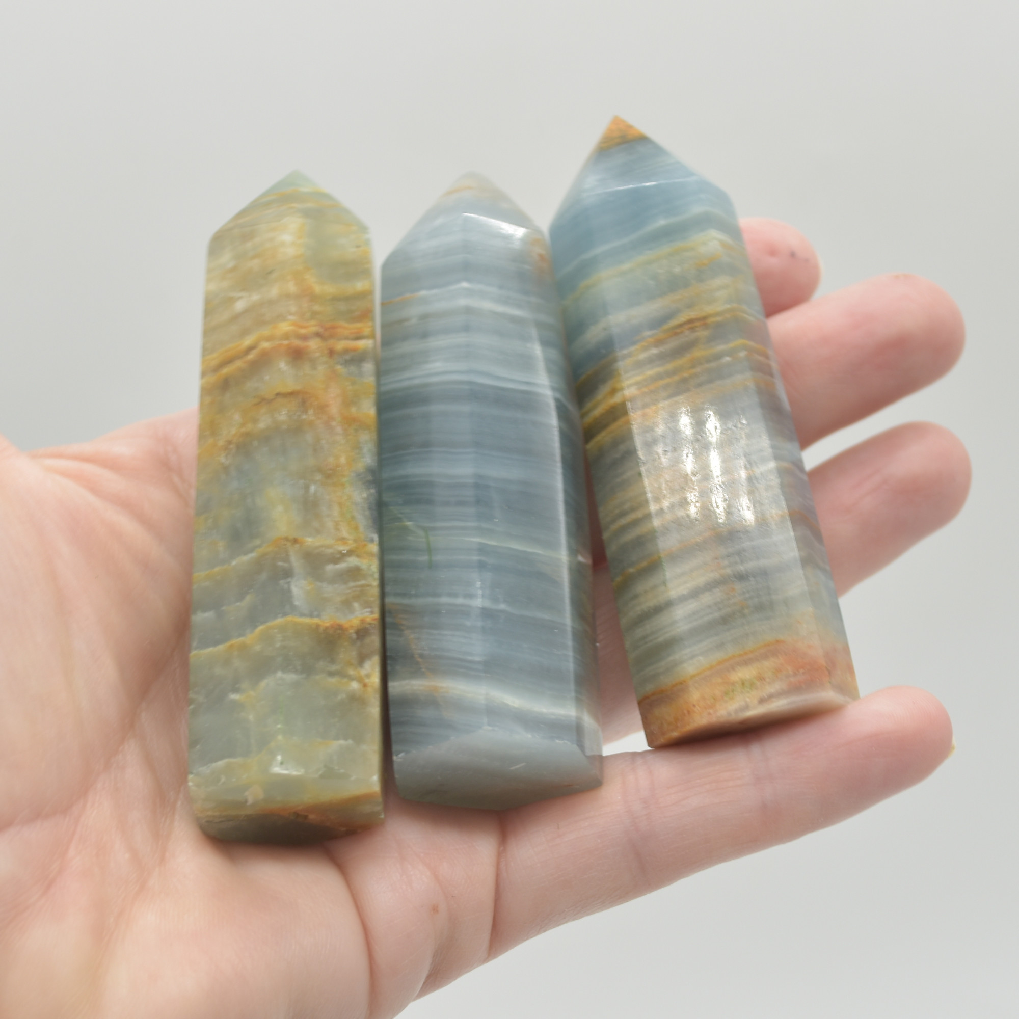 Blue Onyx Lemerian Aquatine Calcite Point, Tower, Wand - 70 - 80 grams - 1 Count - Image 5