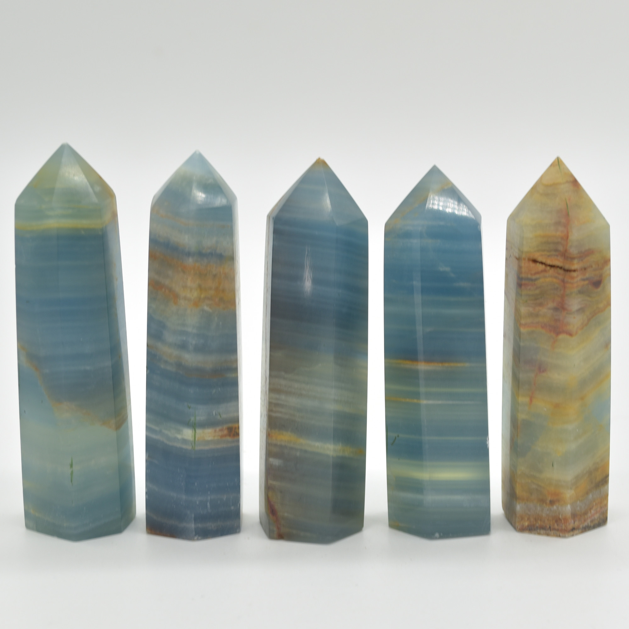 Blue Onyx Lemerian Aquatine Calcite Point, Tower, Wand - 80 - 90 grams - 1 Count