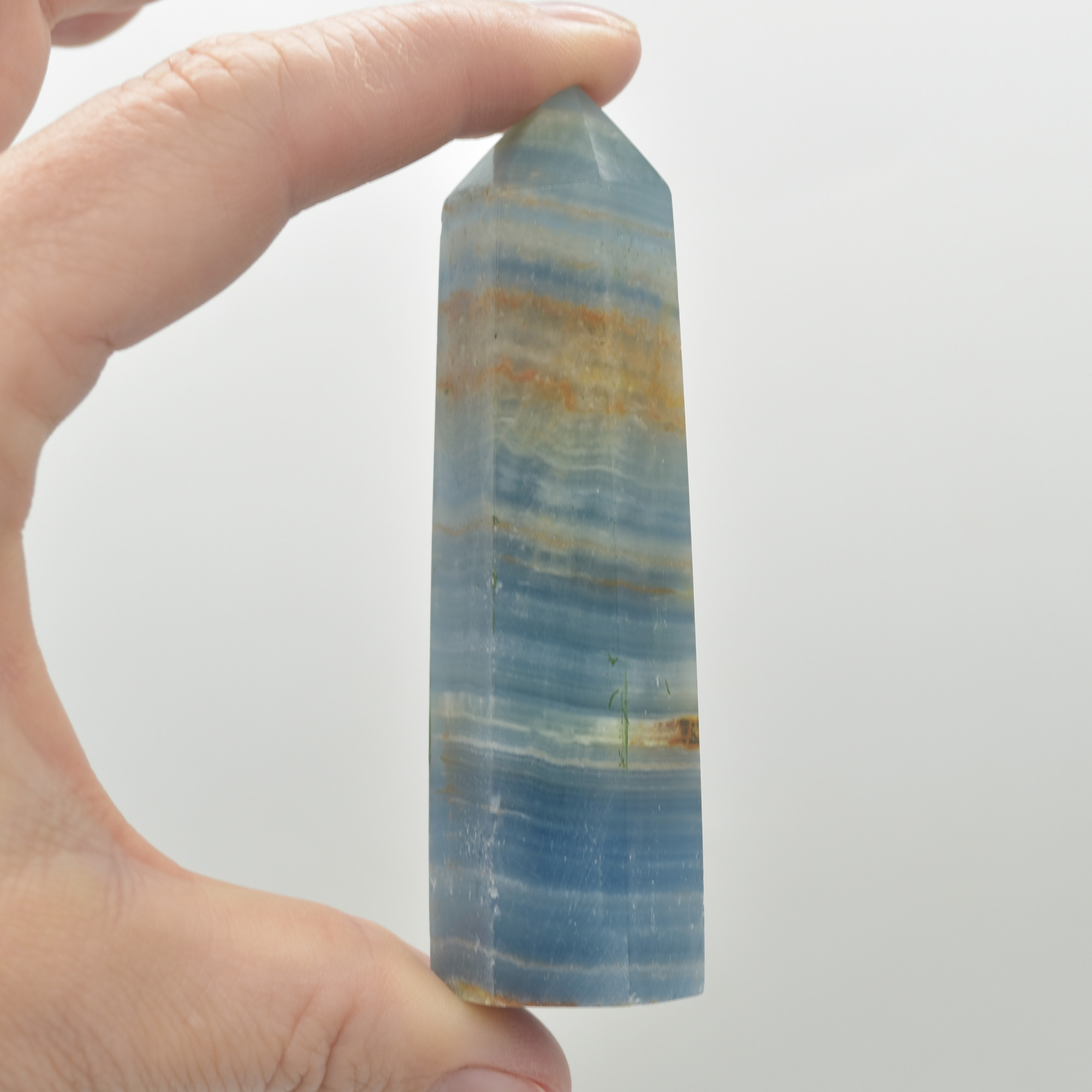 Blue Onyx Lemerian Aquatine Calcite Point, Tower, Wand - 80 - 90 grams - 1 Count - Image 2