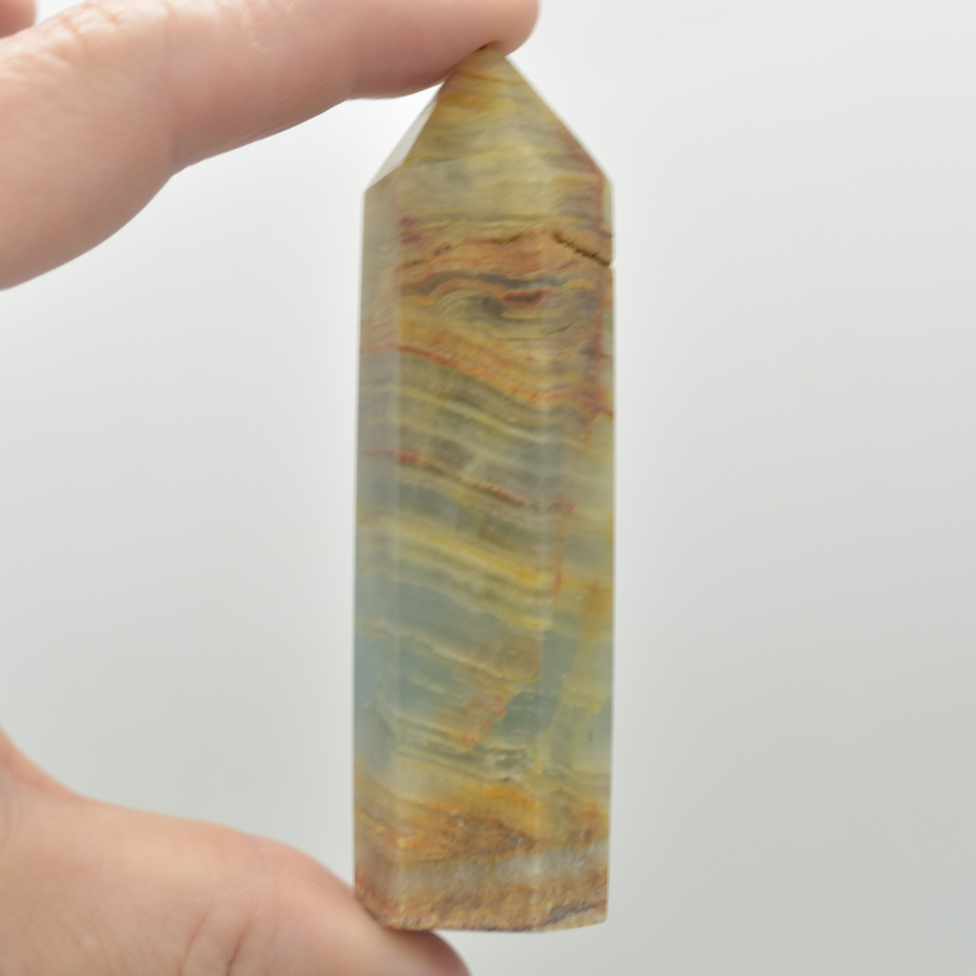 Blue Onyx Lemerian Aquatine Calcite Point, Tower, Wand - 80 - 90 grams - 1 Count - Image 4