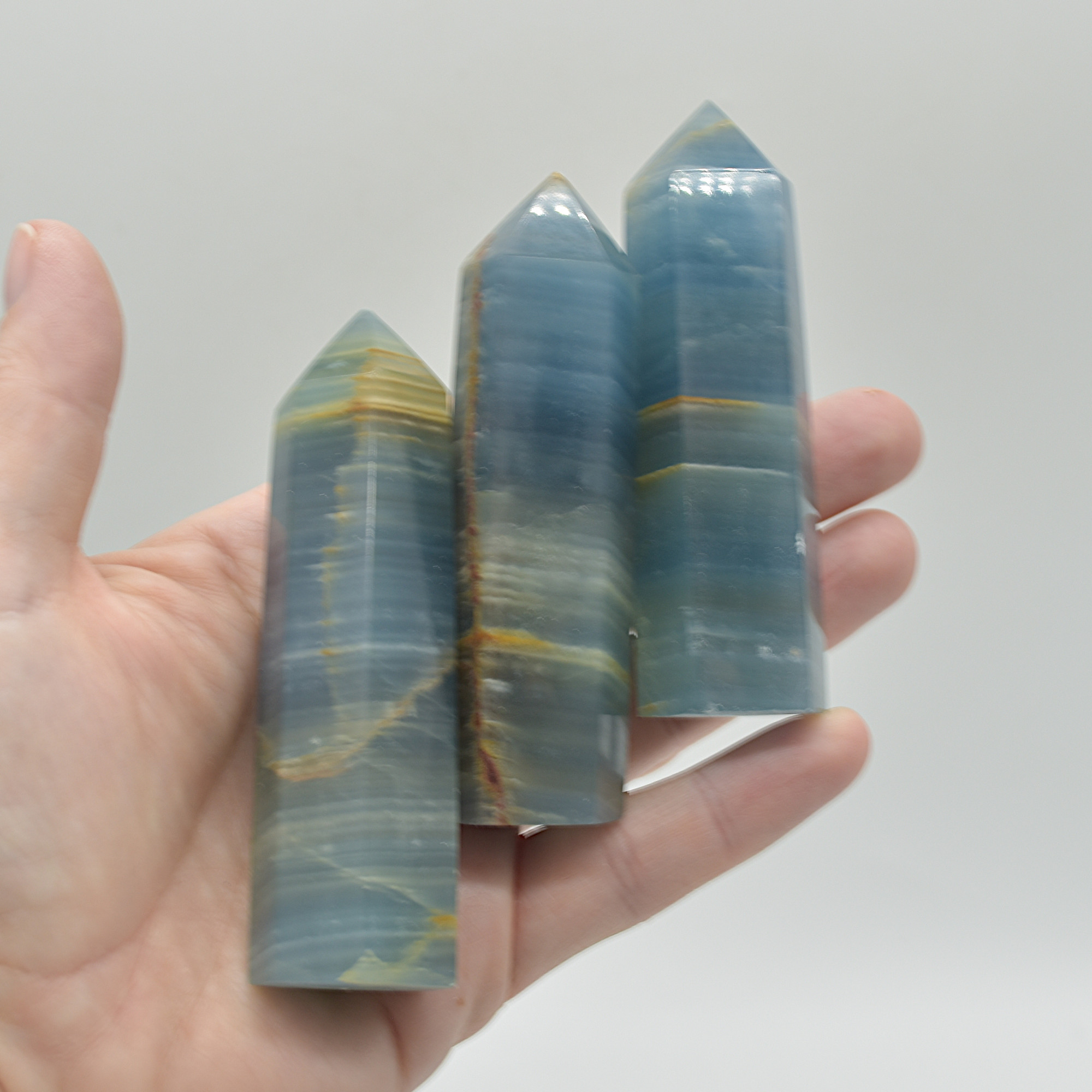 Blue Onyx Lemerian Aquatine Calcite Point, Tower, Wand - 80 - 90 grams - 1 Count - Image 5