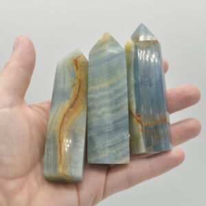 Blue Onyx Lemerian Aquatine Calcite Point, Tower, Wand - 90 - 110 grams - 1 Count