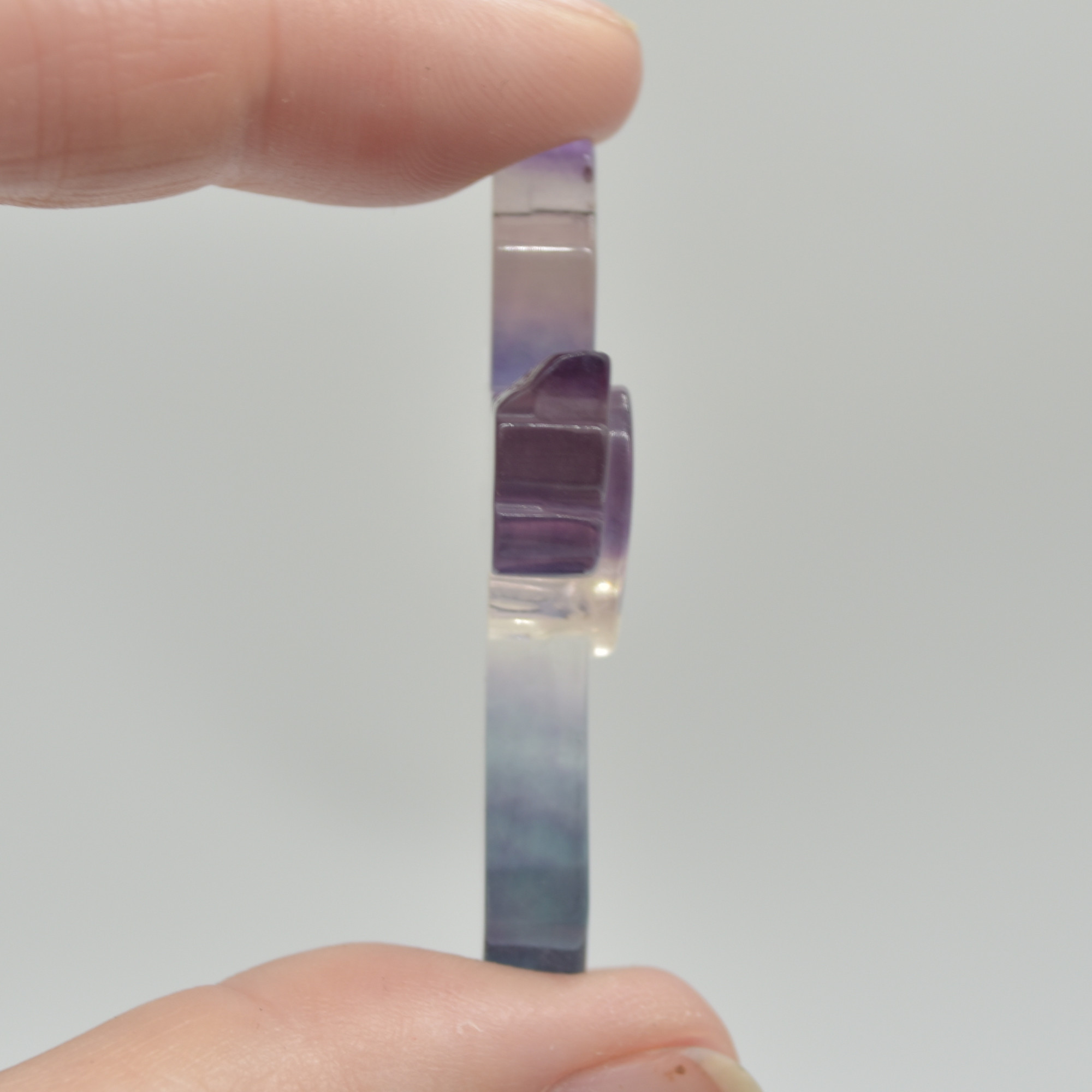 Rainbow Fluorite Crystal Carved Cross With Wings - 5cm - #05 - Image 2