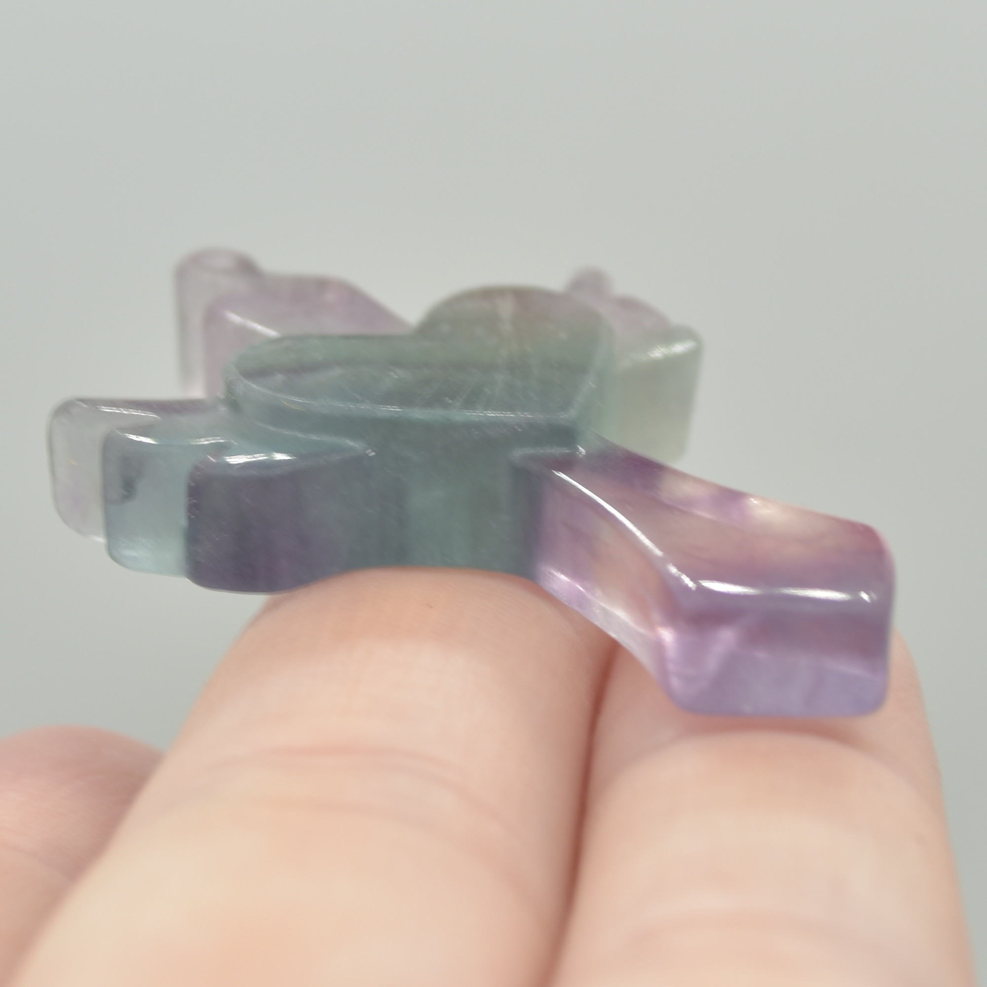 Rainbow Fluorite Crystal Carved Cross With Wings - 4.5cm - #10 - Image 4