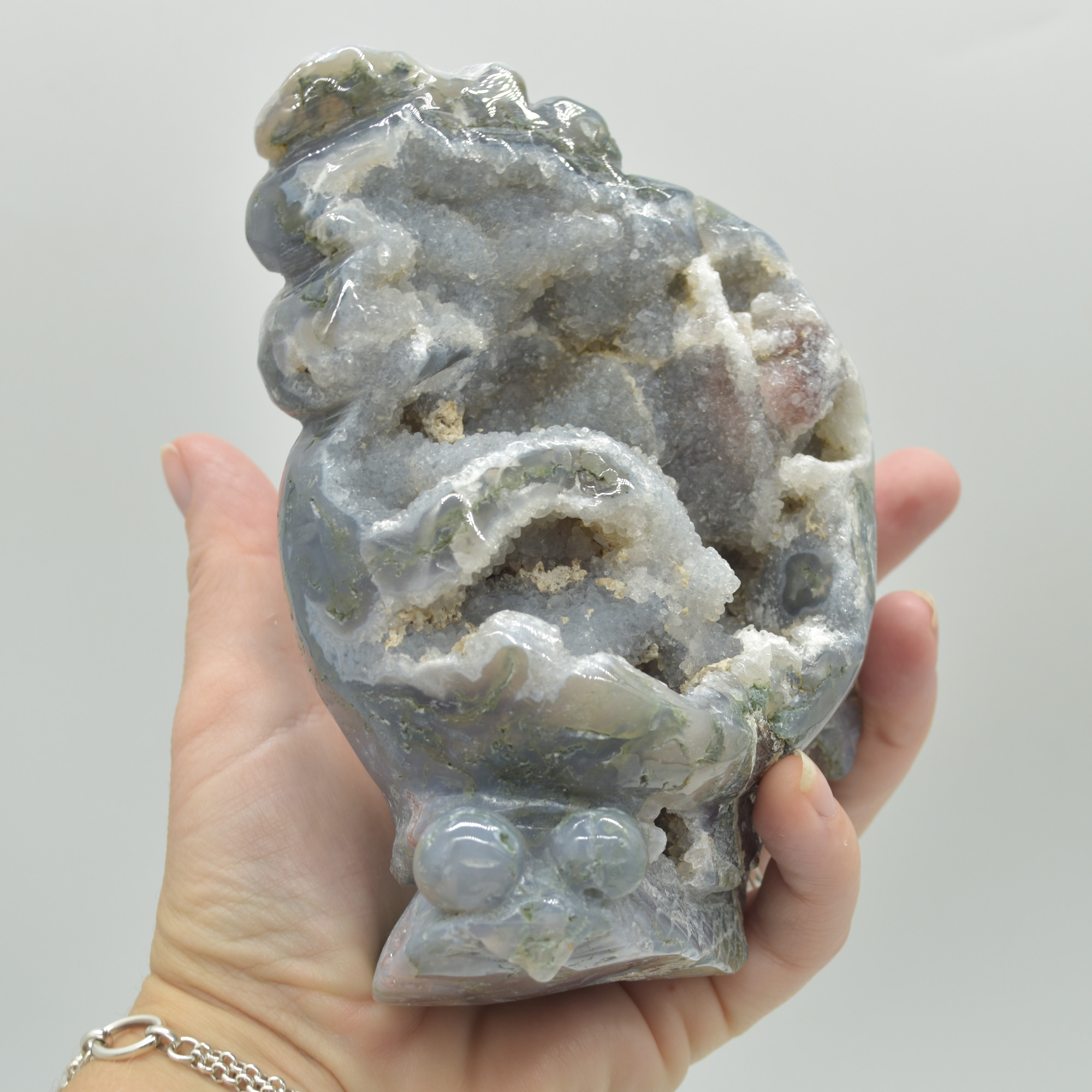 Moss Agate Crystal Snail - 14cm x 10cm x 6.5cm - 864 grams - #03 - Image 4