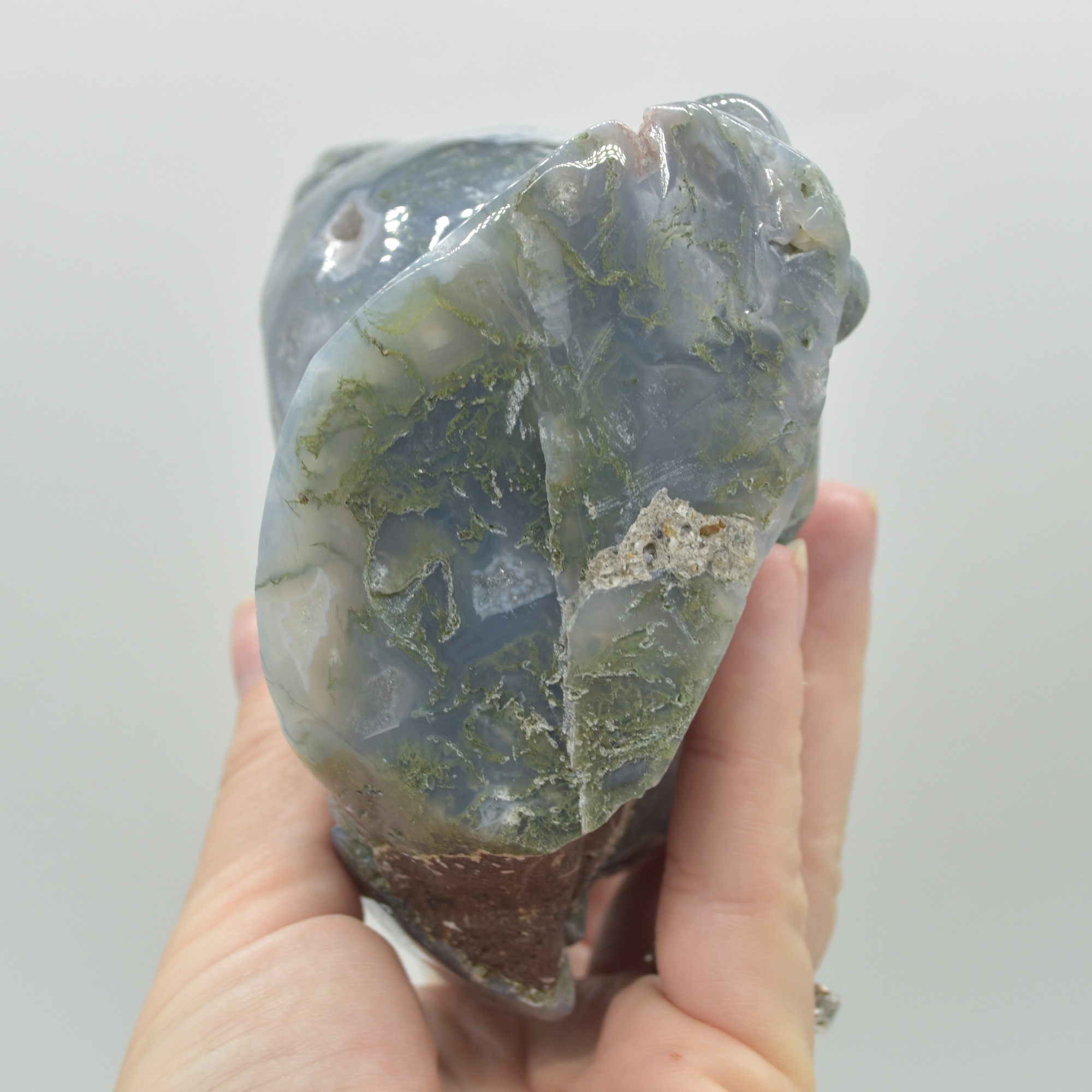 Moss Agate Crystal Snail - 14cm x 10cm x 6.5cm - 864 grams - #03 - Image 5