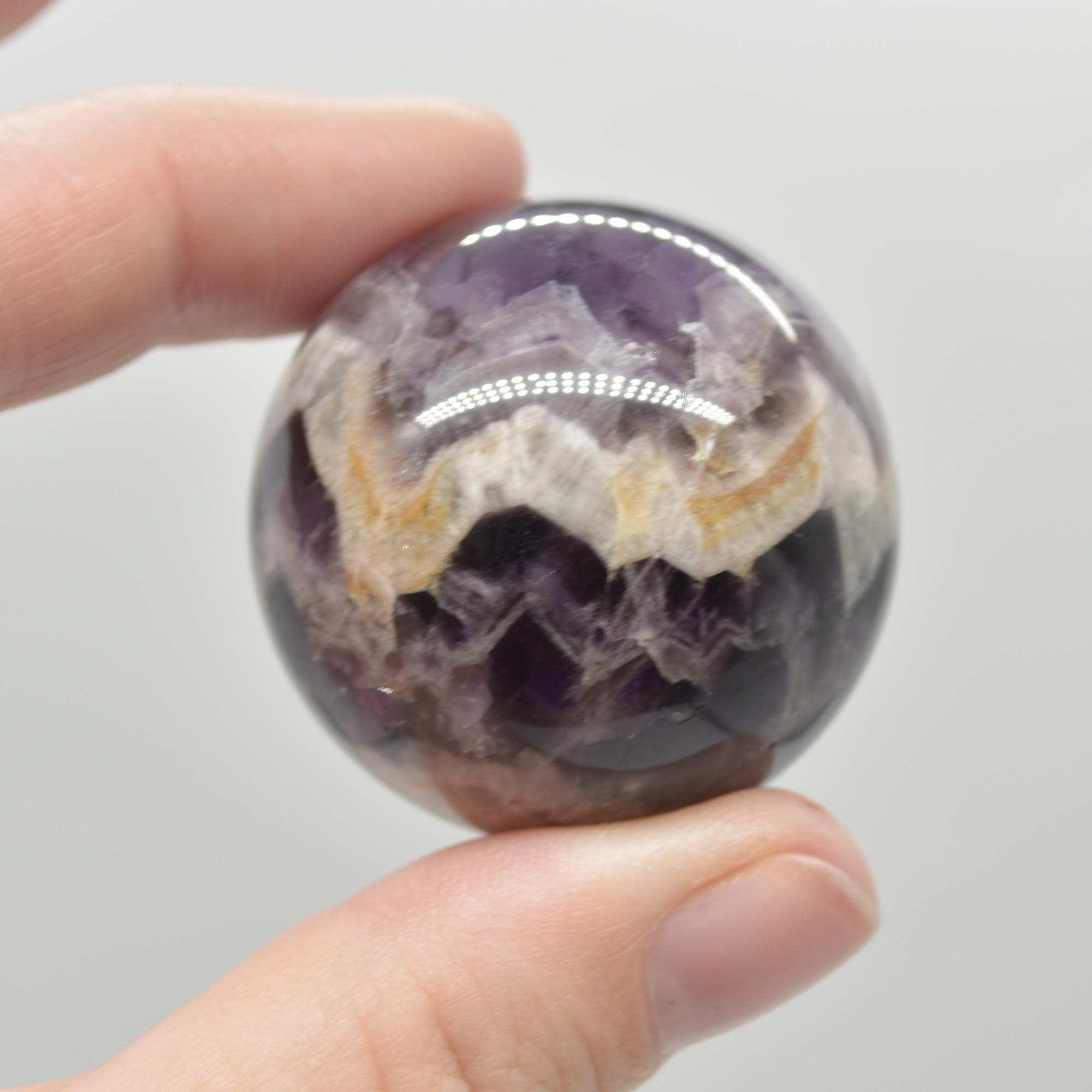 Chevron Amethyst Crystal Sphere Ball - 3.5cm - 1 Count - Image 3