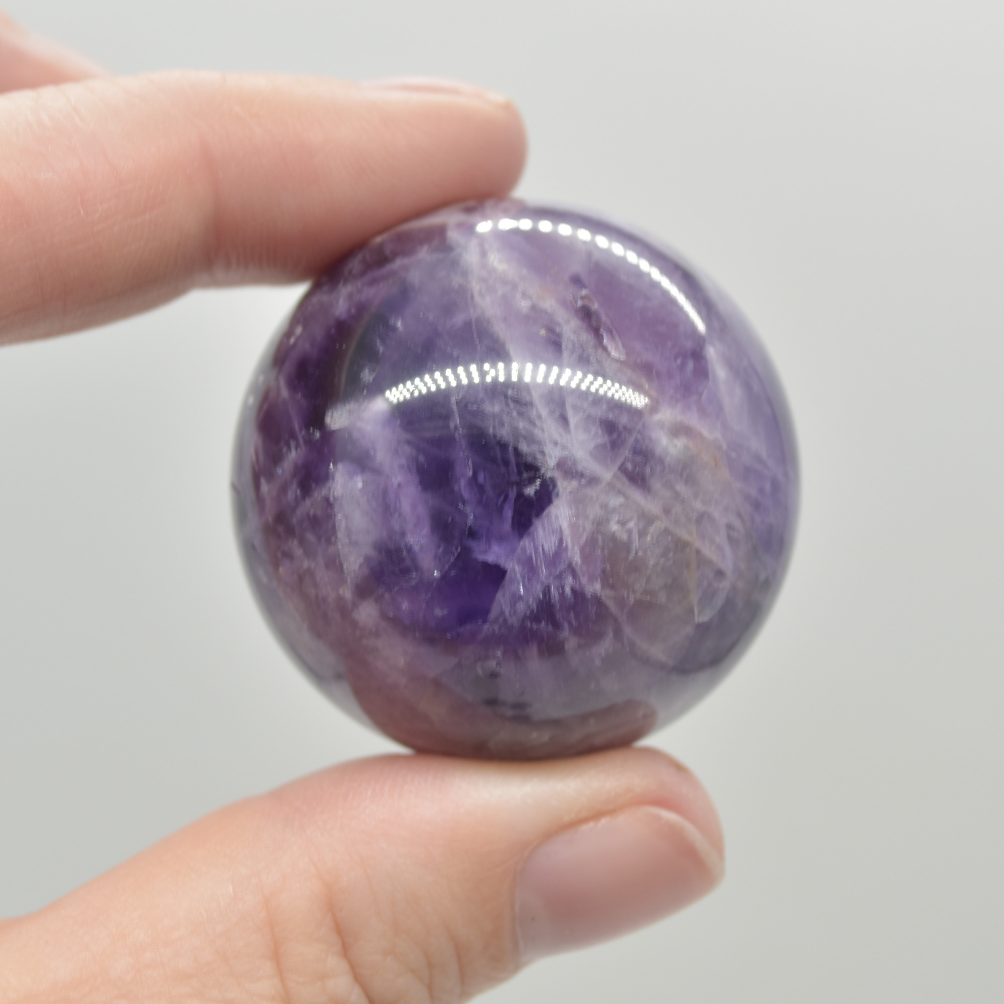 Chevron Amethyst Crystal Sphere Ball - 3.5cm - 1 Count - Image 4
