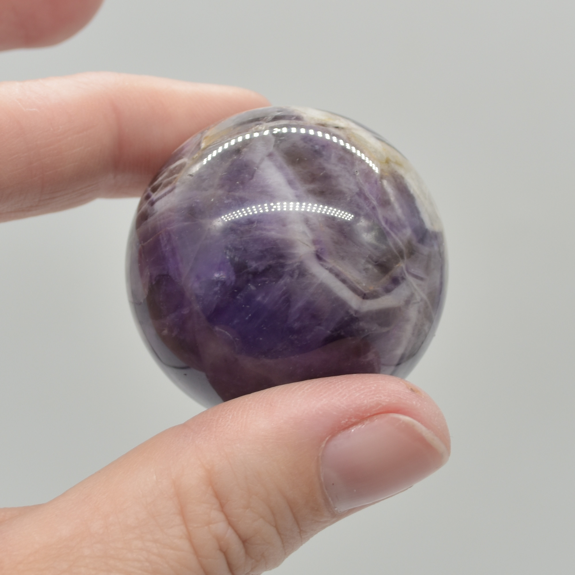 Chevron Amethyst Crystal Sphere Ball - 3.5cm - 1 Count - Image 6