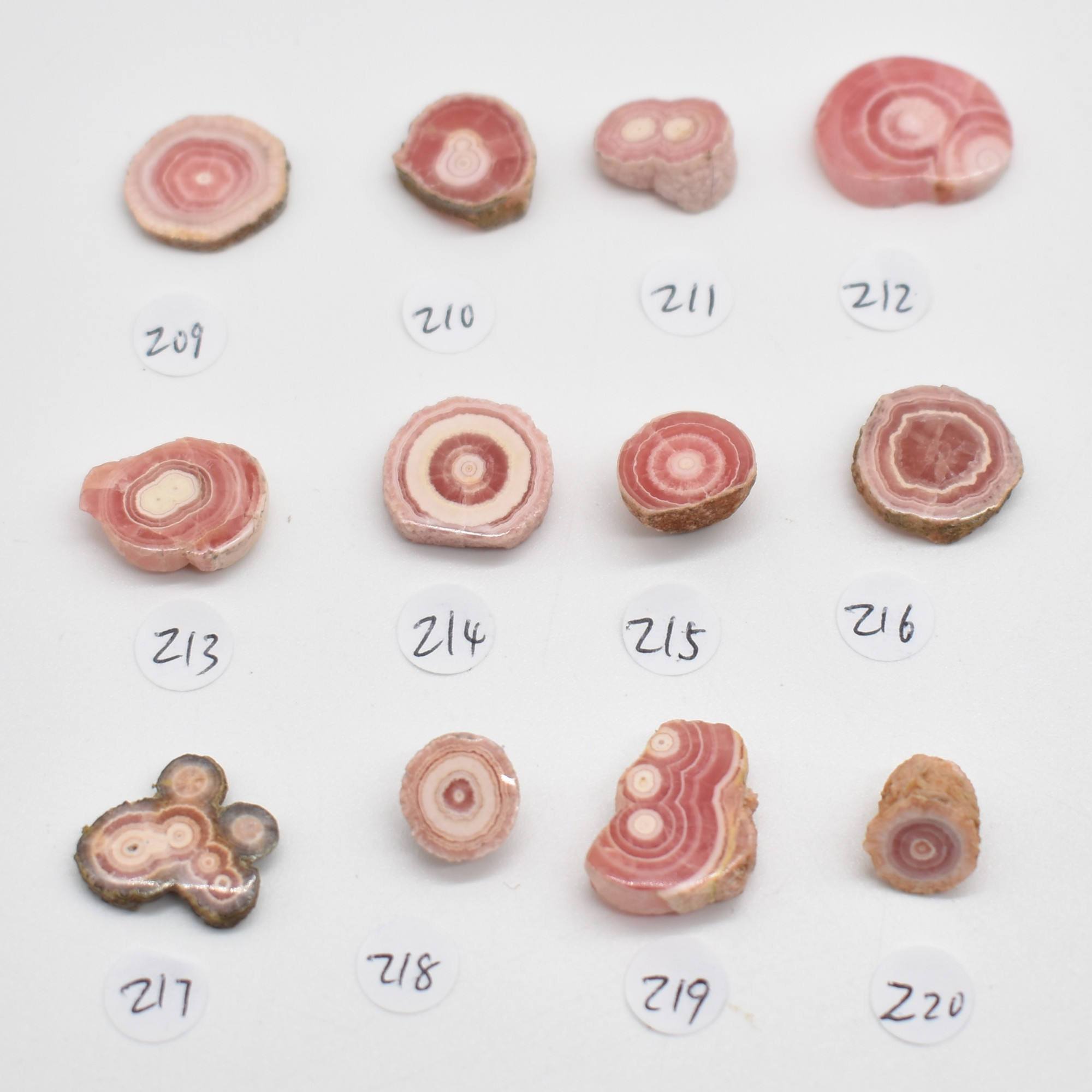 Rhodochrosite Stalactite Slices from Argentina - Lot 2 - 12 options