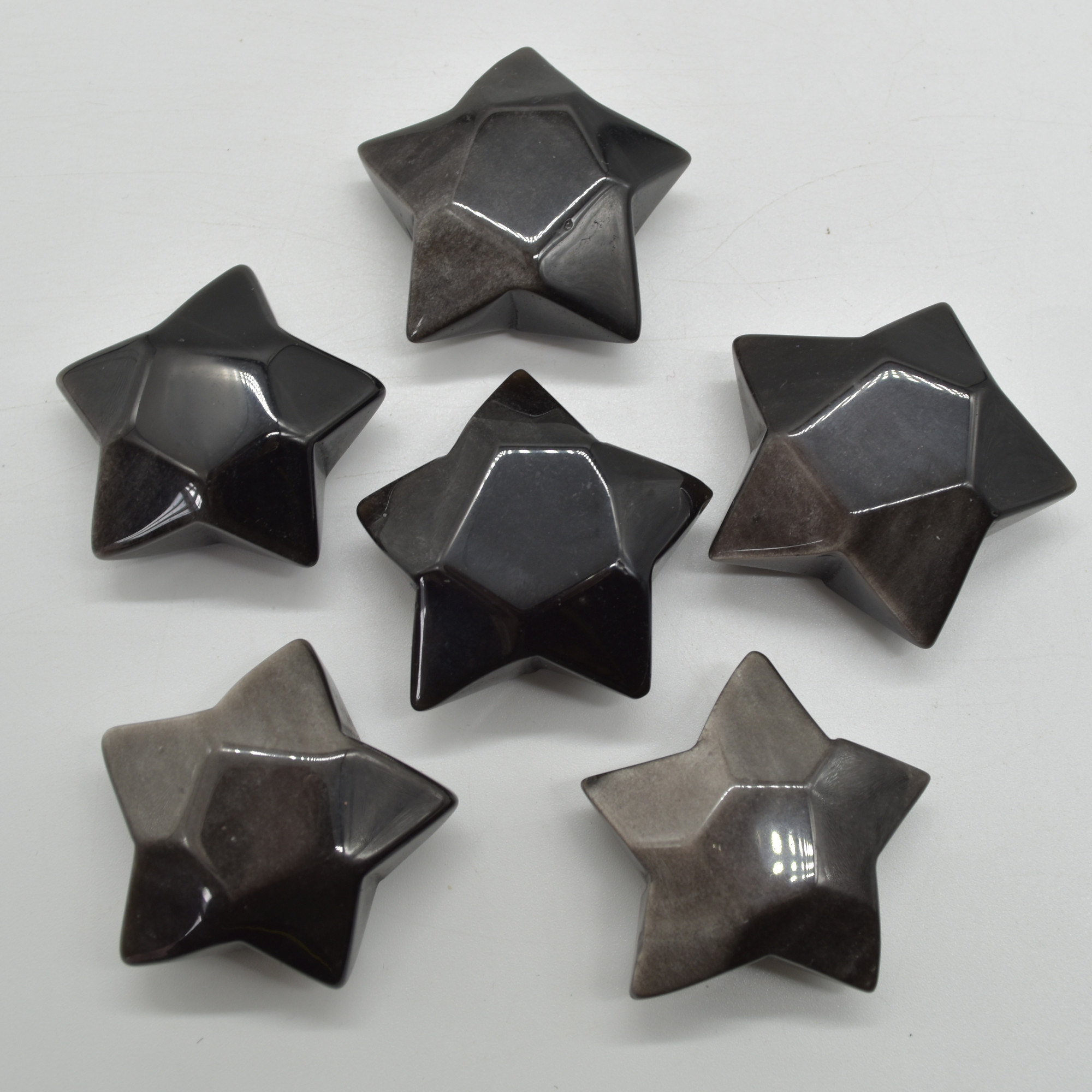 Silver Sheen Obsidian Gemstone Faceted Star - 5cm - 1 Count - Image 2