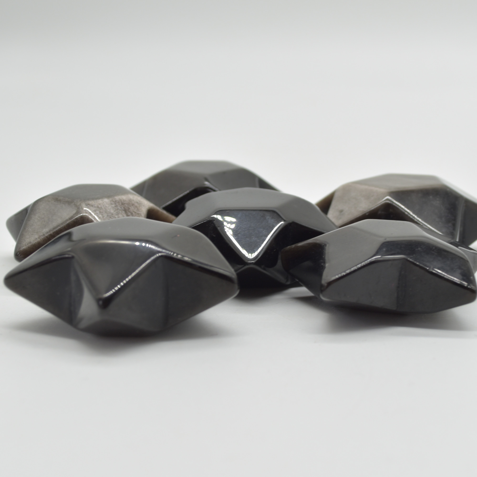 Silver Sheen Obsidian Gemstone Faceted Star - 5cm - 1 Count - Image 3