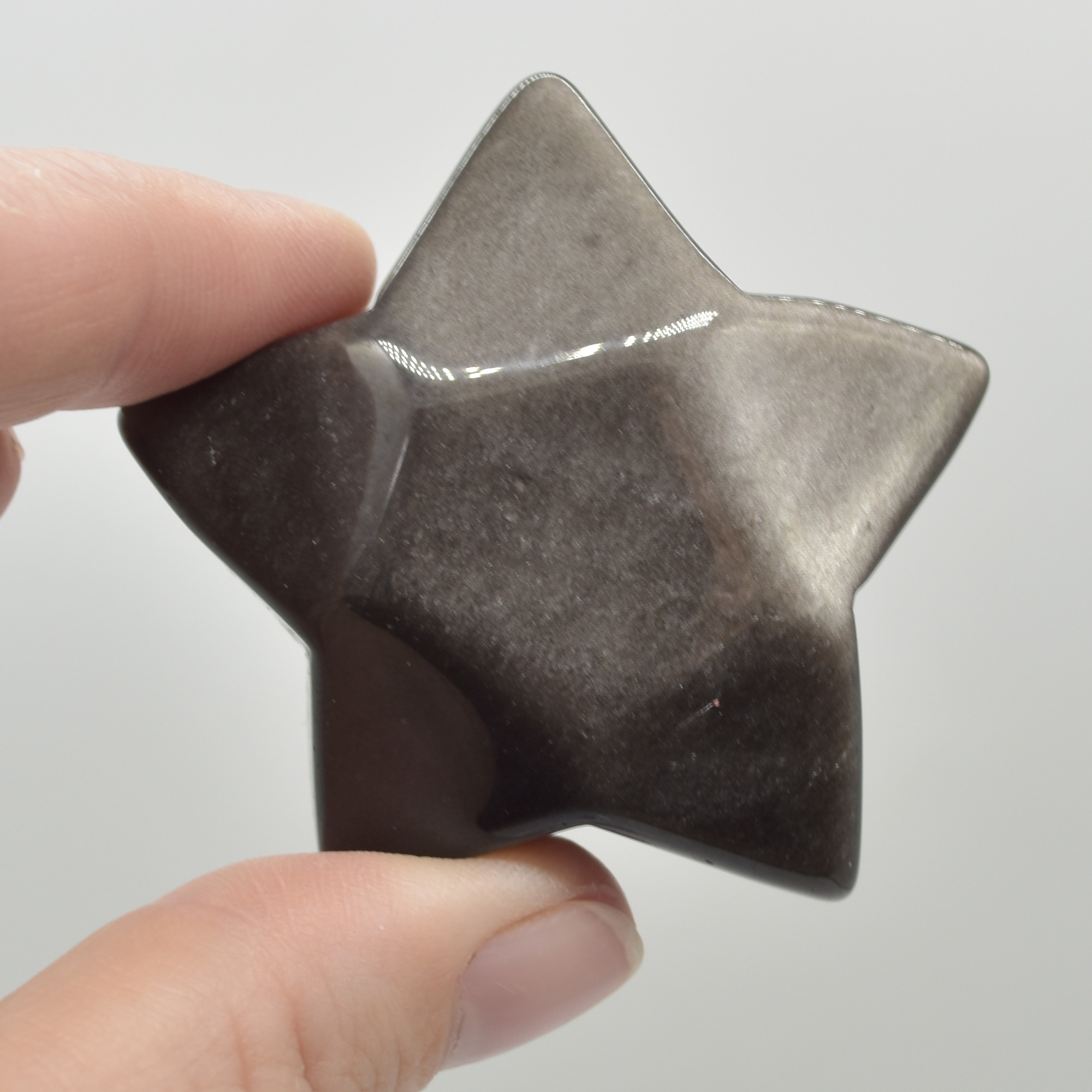 Silver Sheen Obsidian Gemstone Faceted Star - 5cm - 1 Count - Image 4