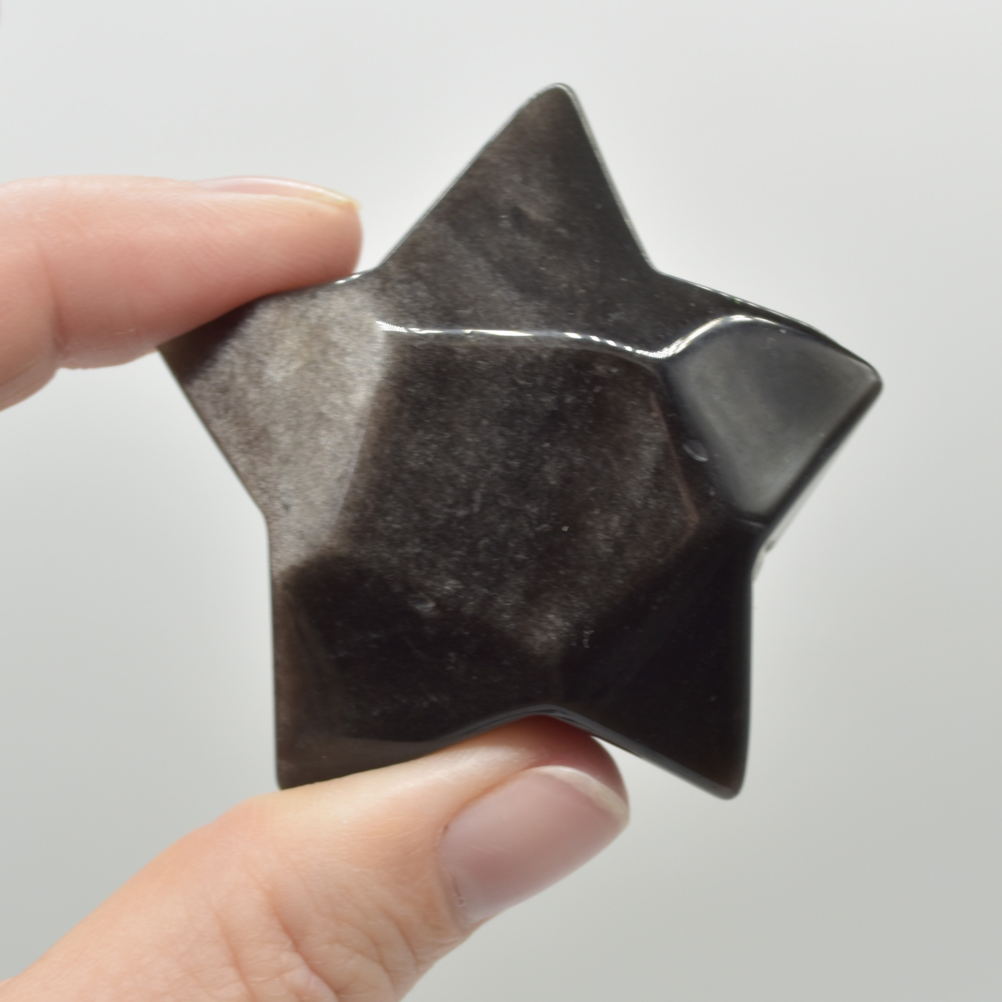 Silver Sheen Obsidian Gemstone Faceted Star - 5cm - 1 Count - Image 5