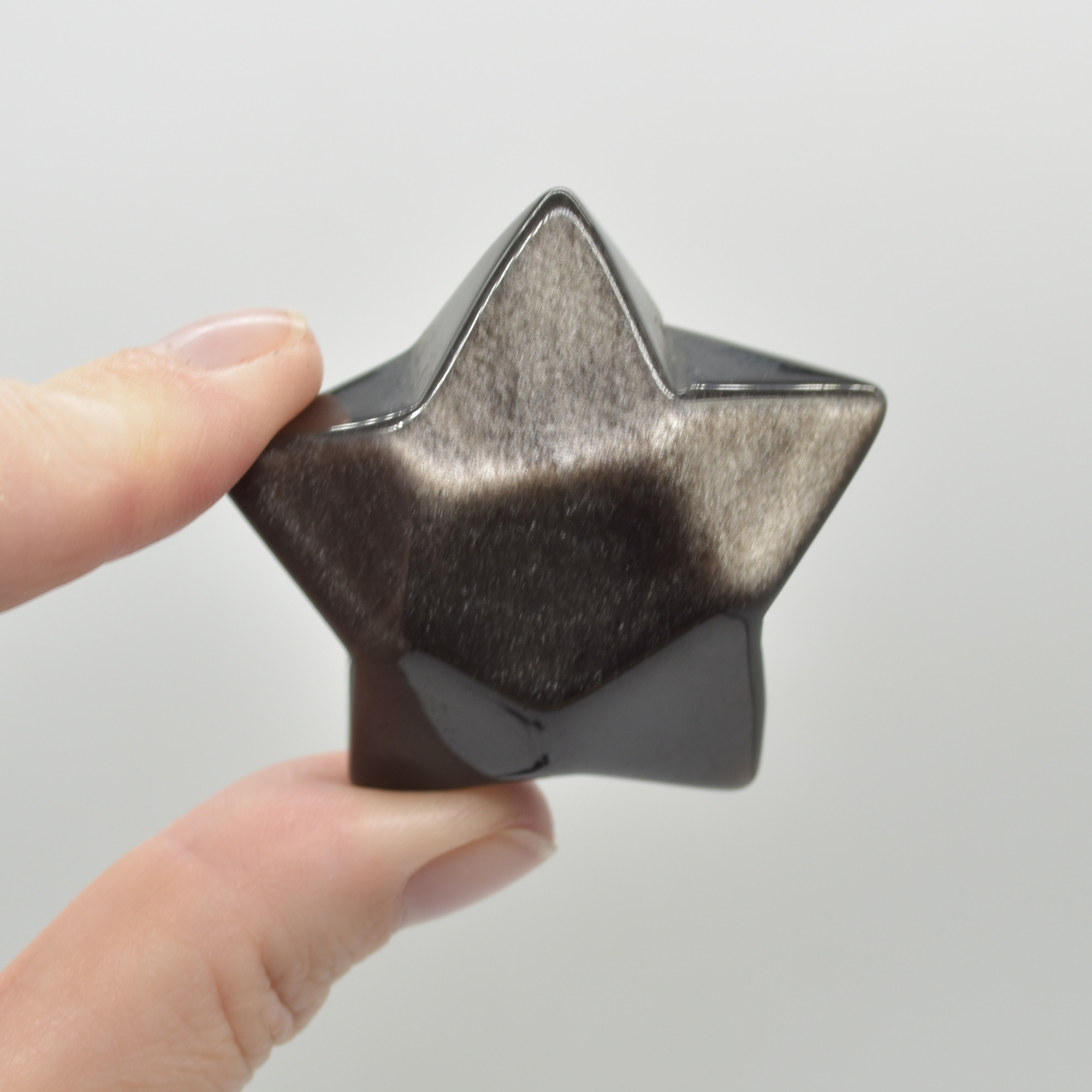 Silver Sheen Obsidian Gemstone Faceted Star - 5cm - 1 Count - Image 6