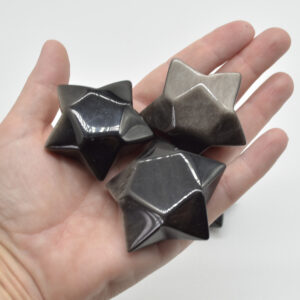 Silver Sheen Obsidian Gemstone Faceted Star - 5cm - 1 Count