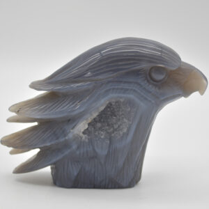 Druzy Agate Crystal Eagle Head - 9cm x 8.5cm x 4cm - 462 grams #05