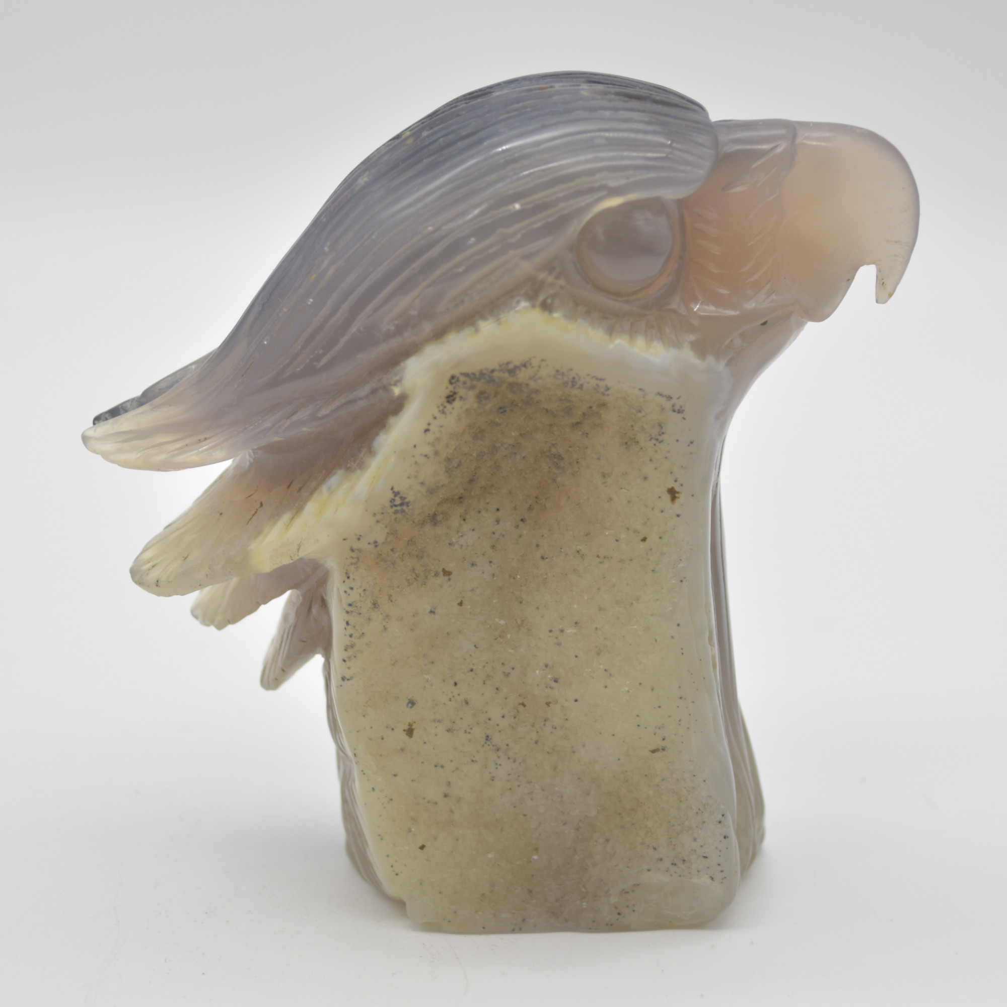 Druzy Agate Crystal Eagle Head - 10cm x 10cm x 4cm - 446 grams #07
