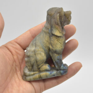 Labradorite Sitting Blood Hound Dog - 8.5cm x 5.5cm x 3cm - 173 grams #02