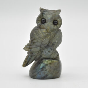 Labradorite Crystal Owl on Rock - 7.5cm x 4cm x 3cm - 110 grams #03