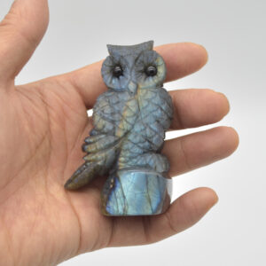 Labradorite Crystal Owl on Rock - 7.5cm x 4.5cm x 3cm - 136 grams #10
