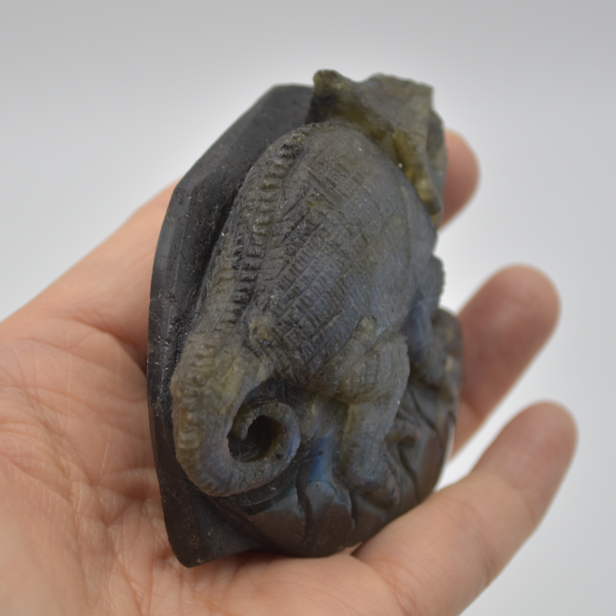 Labradorite Lizard Chameleon - One sided - 8cm x 6cm x 3cm - 196 grams #03 - Image 2