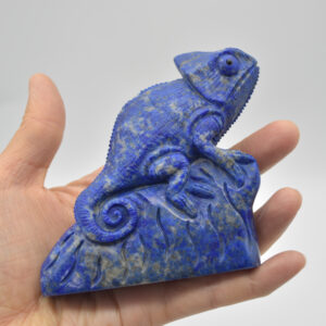 Lapis Lazuli Crystal Lizard Chameleon on Rock - 9cm x 8.5cm x 3cm - 314 grams