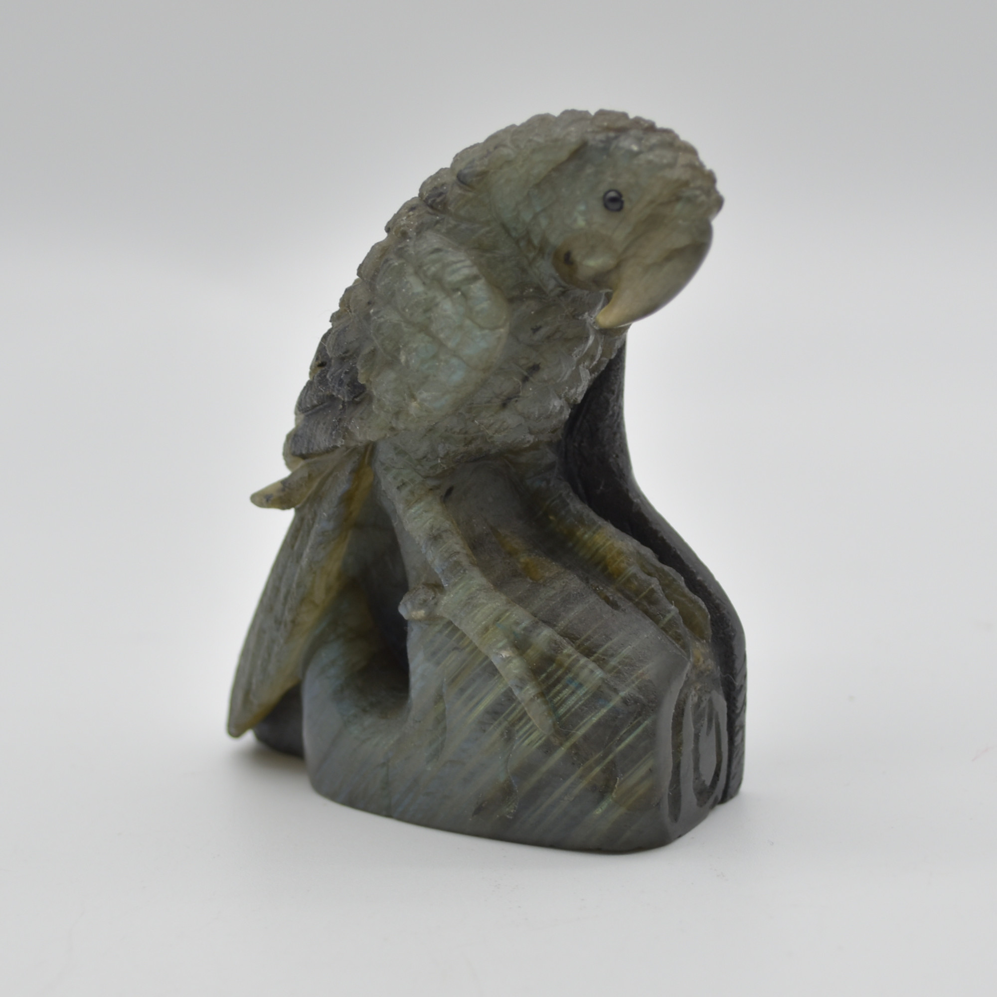 Labradorite Crystal Parrot on Branch - Part Carved - 8cm x 7cm x 3.5cm - 205 grams #05 - Image 5