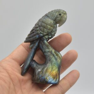 Labradorite Crystal Parrot on Branch - 9cm x 4.5cm x 3cm - 109 grams #07