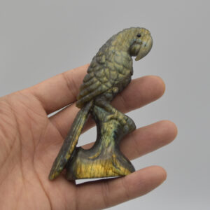 Labradorite Crystal Parrot on Branch - 8.5cm x 5cm x 3cm - 100 grams #08