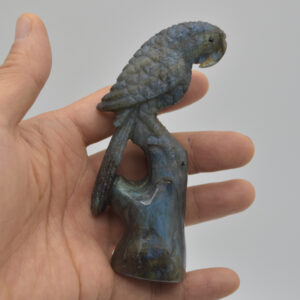 Labradorite Crystal Parrot on Branch - 10.5cm x 4cm x 3.5cm - 144 grams #01