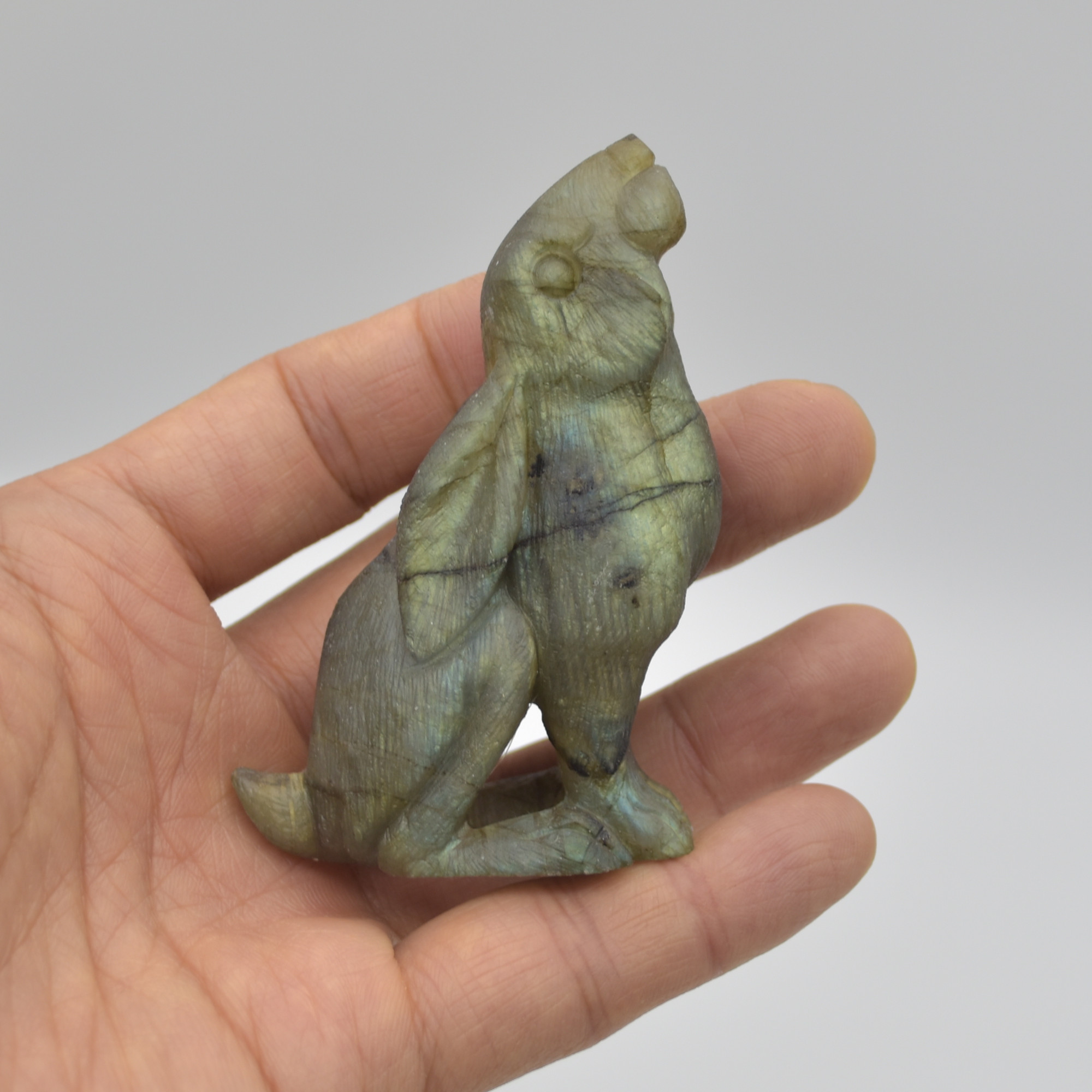Labradorite Crystal Rabbit Hare - 7.5cm x 4.5cm x 2.5cm - 80 grams #01