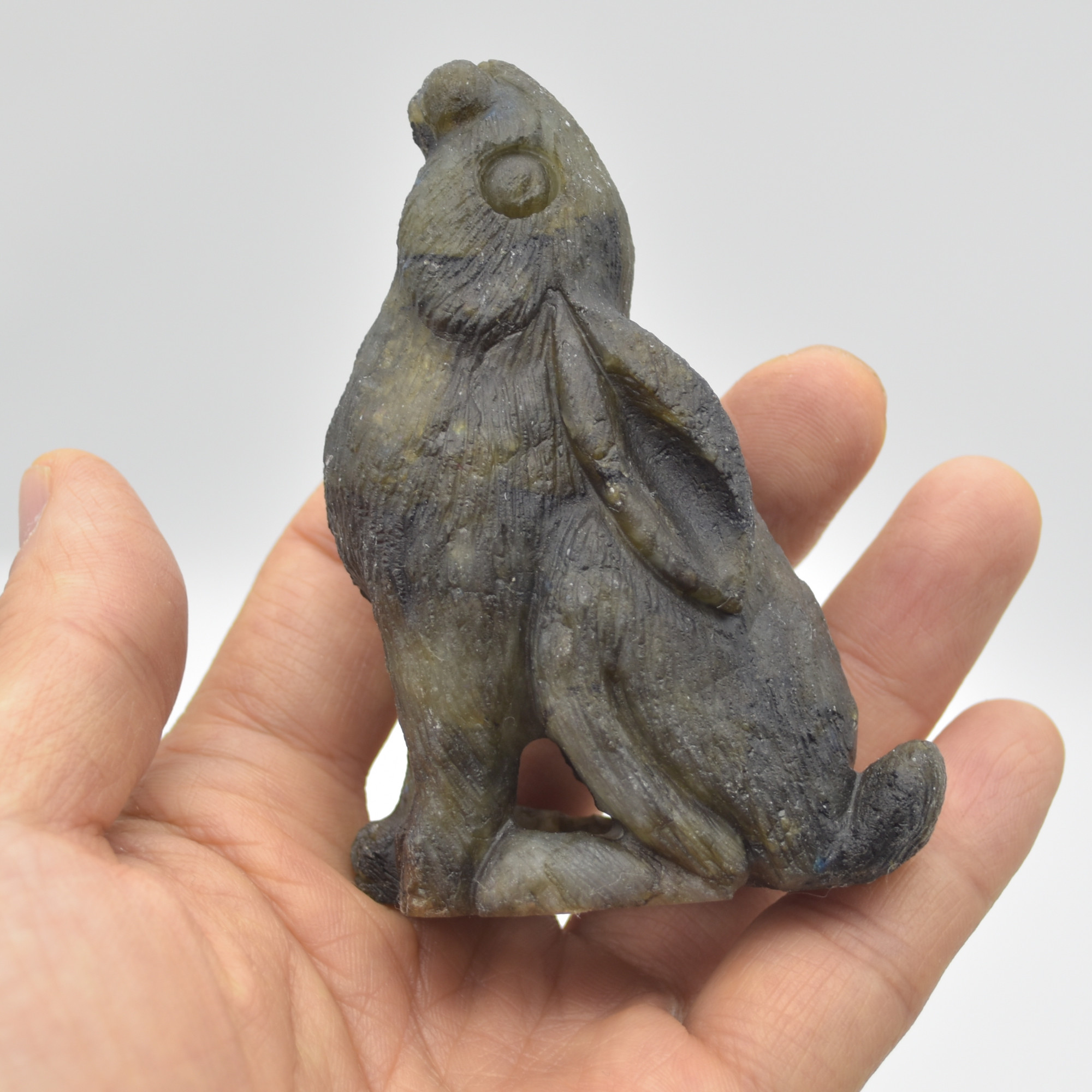 Labradorite Crystal Rabbit Hare - 8cm x 6cm x 3cm - 152 grams #02 - Image 5