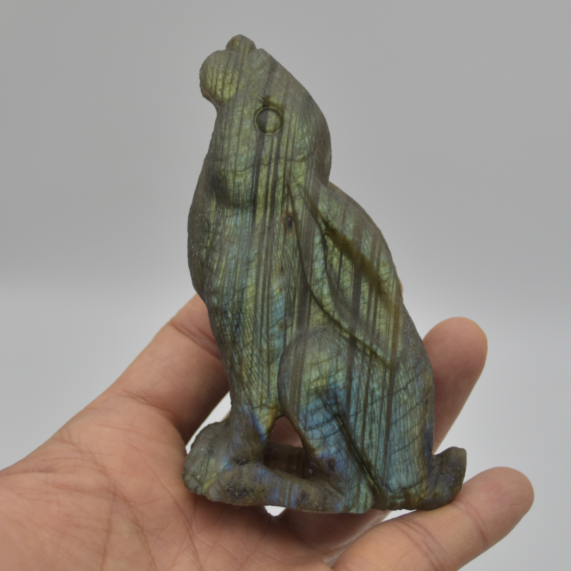 Labradorite Crystal Rabbit Hare - 9.5cm x 6cm x 3.5cm - 185 grams #03 - Image 4