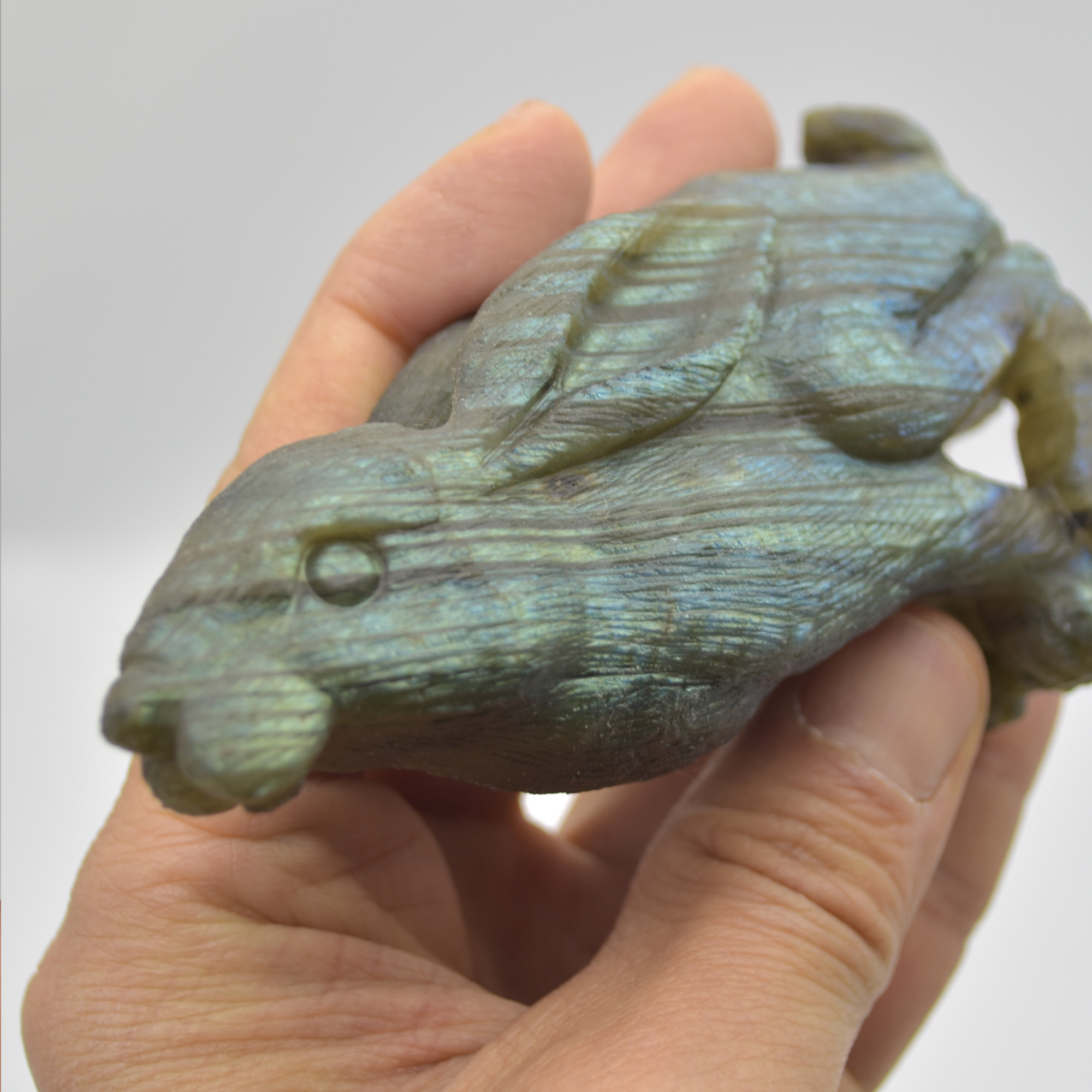 Labradorite Crystal Rabbit Hare - 9.5cm x 6cm x 3.5cm - 185 grams #03 - Image 7